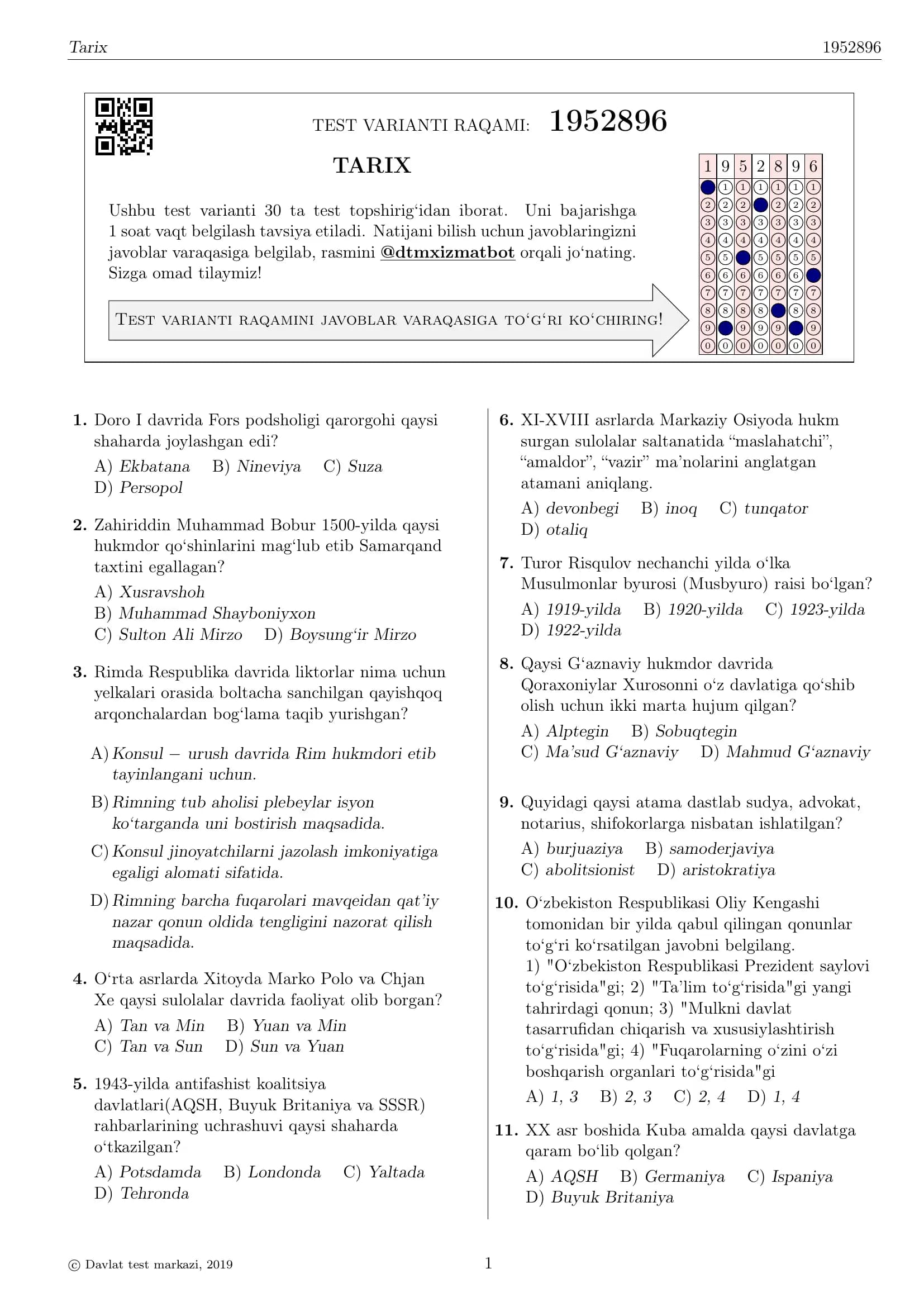 TEST VARIANTI RAQAMI: 1952896
