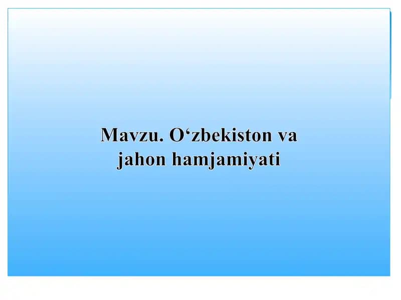 O‘zbekiston Respublikasi Tashqi Siyosati
