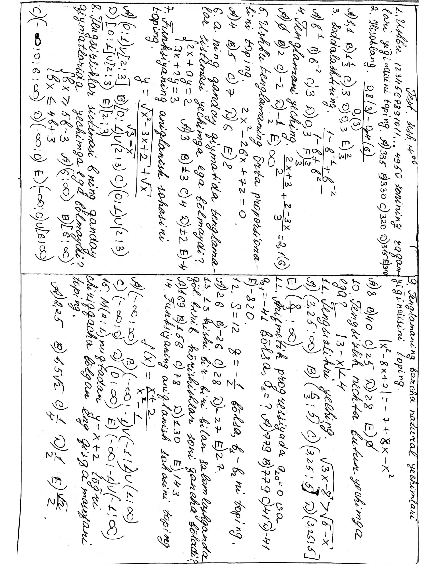 matematika test