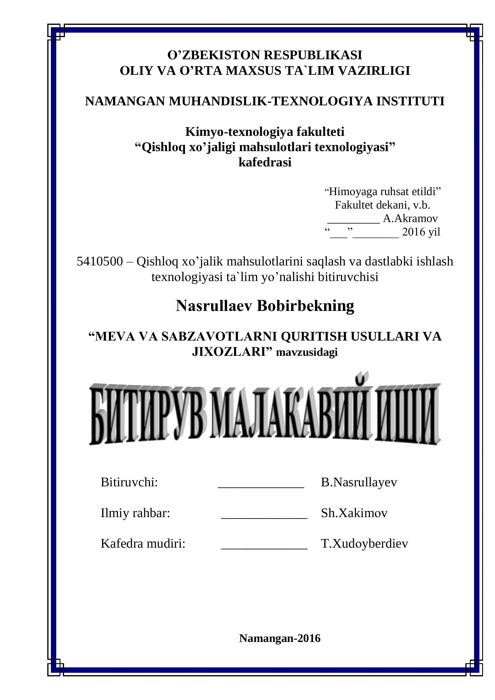 MEVA VA SABZAVОTLARNI QURITISH USULLARI VA JIXОZLARI