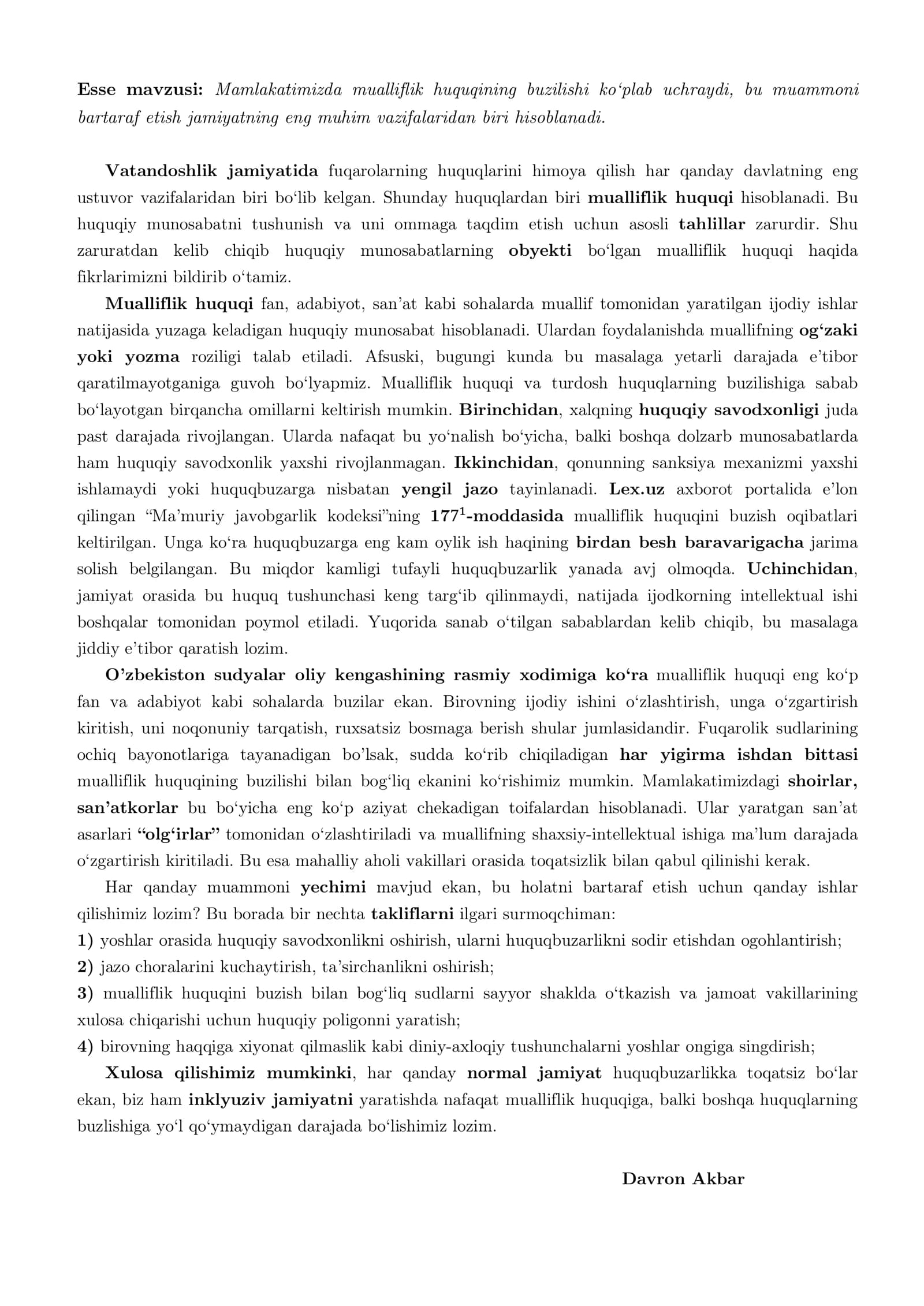Mualliflik huquqining buzilishi