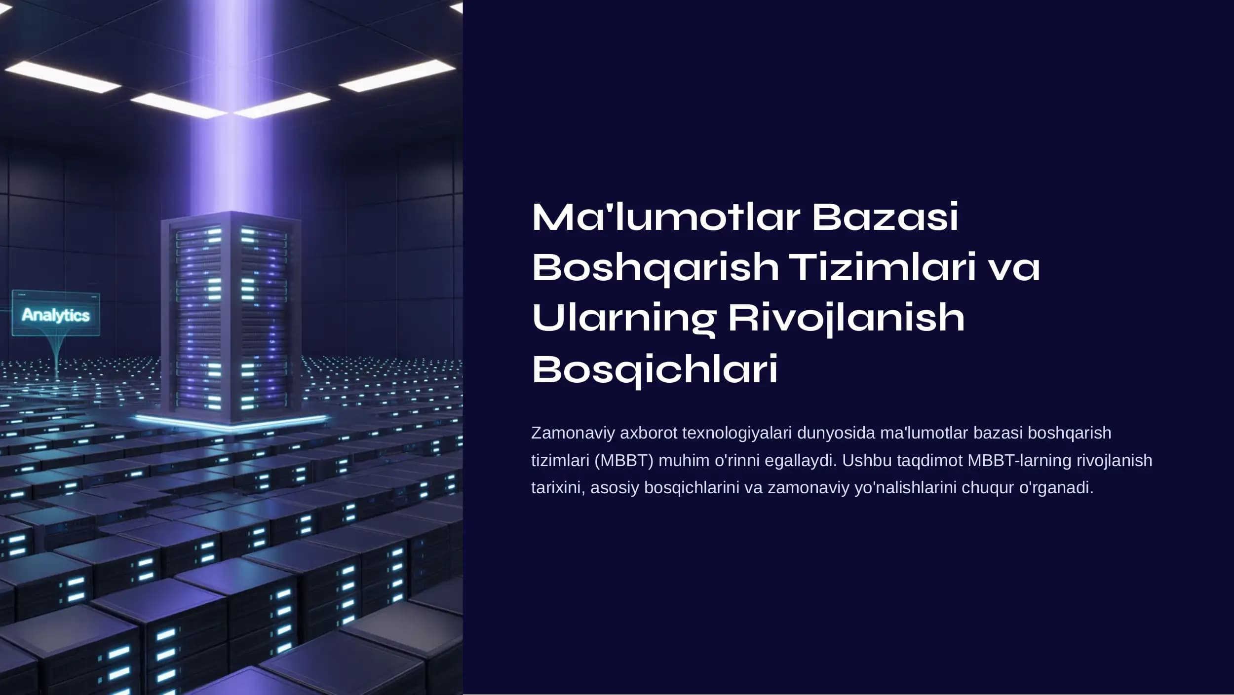 Ma'lumotlar Bazasi Boshqarish Tizimlari