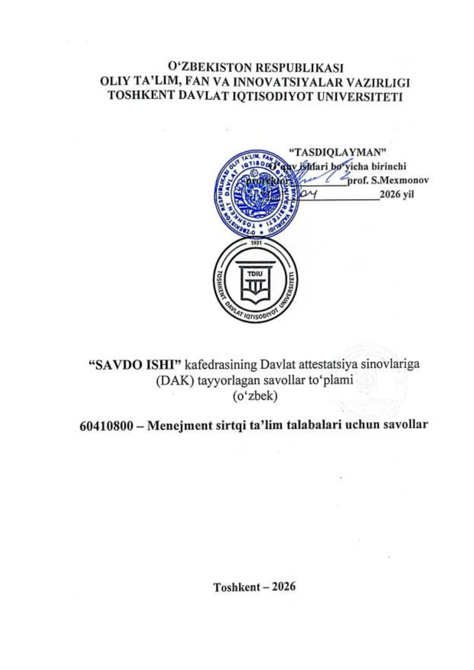 Menejmentga kirish