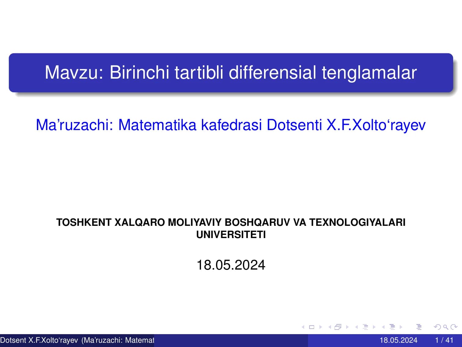 Birinchi tartibli differensial tenglamalar
