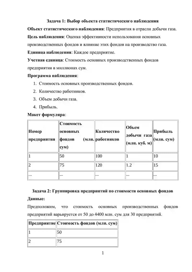Группировка предприятий по стоимости основных фондов