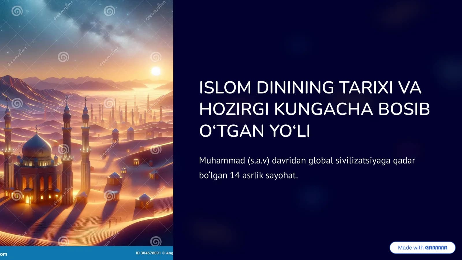 ISLOM DININING TARIXI VA HOZIRGI KUNGACHA BOSIB O8TGAN YO8LI
