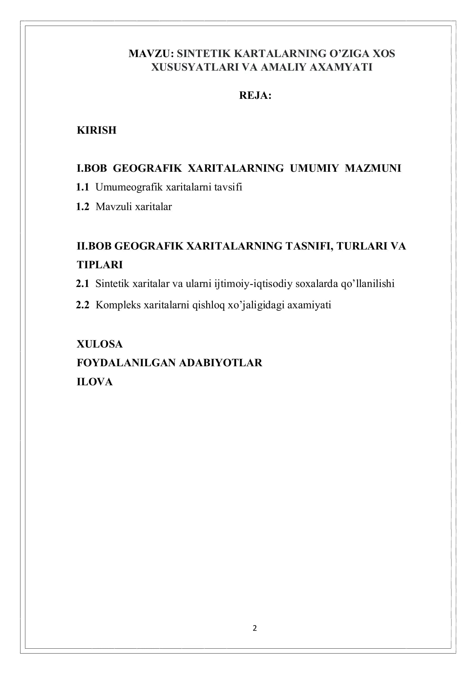 SINTETIK KARTALARNING O’ZIGA XOS XUSUSYATLARI VA AMALIY AXAMYATI