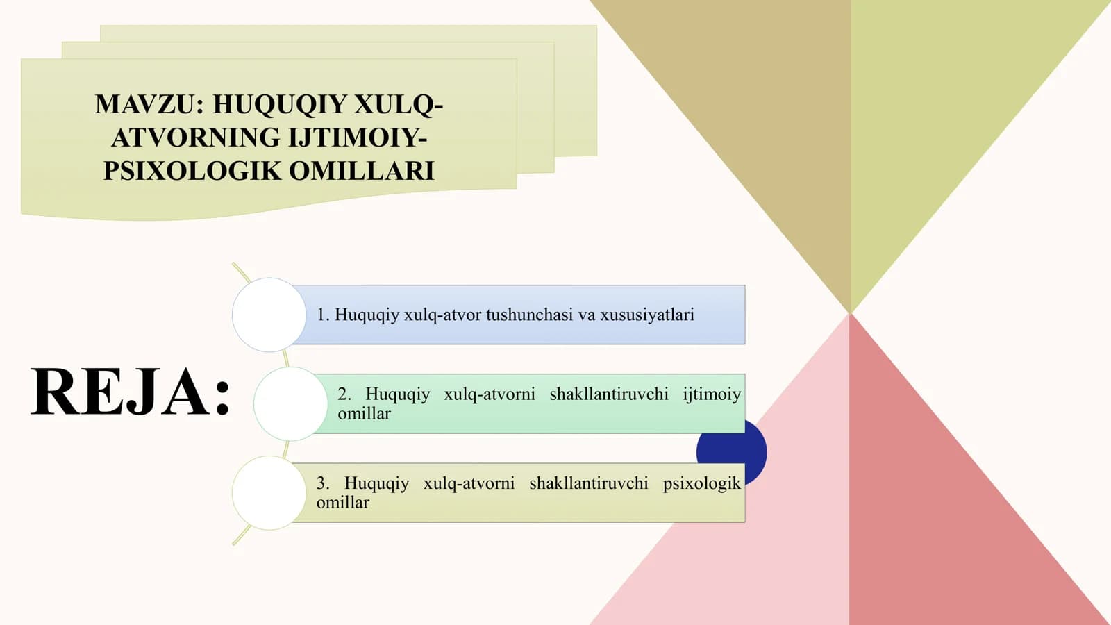 HUQUQIY XULQ-ATVORNING IJTIMOIY-PSIXOLOGIK OMILLARI