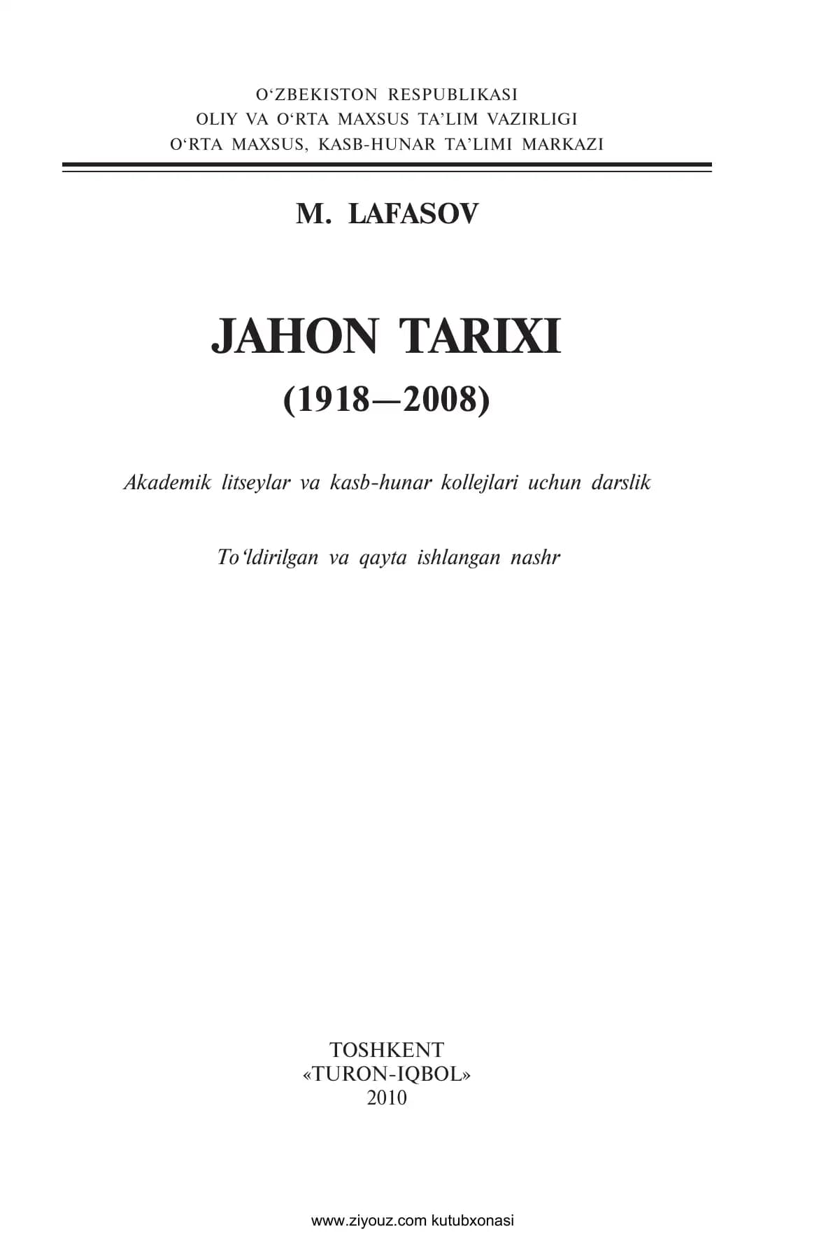 Jahon Tarixi darslik