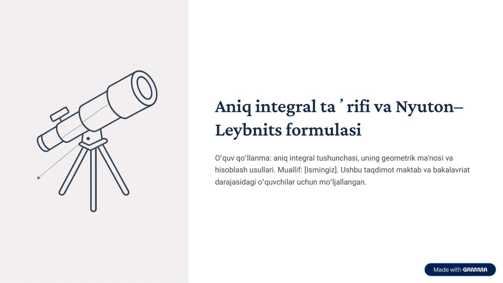 Aniq integral tarifi.
