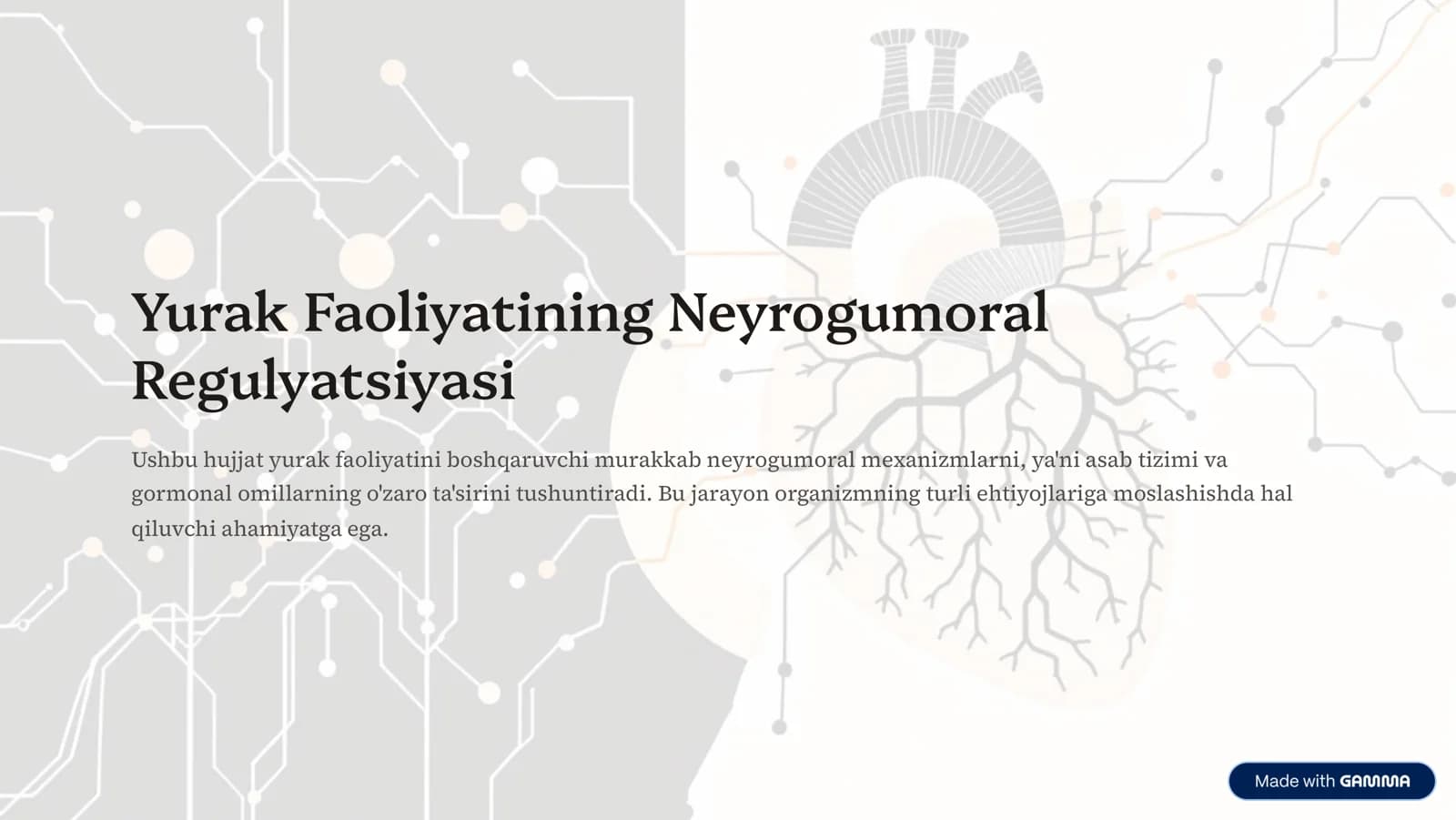 Yurak Faoliyatining Neyrogumoral Regulyatsiyasi
