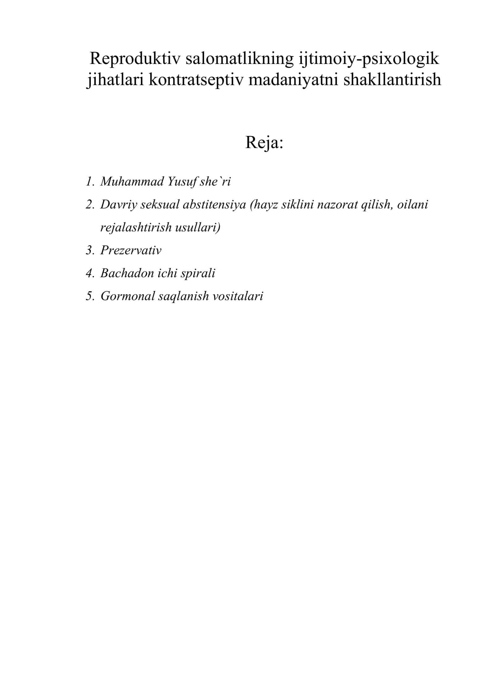 Reproduktiv salomatlikning ijtimoiy-psixologik jihatlari