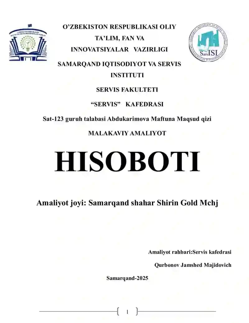 MALAKAVIY AMALIYOT HISOBOTI
