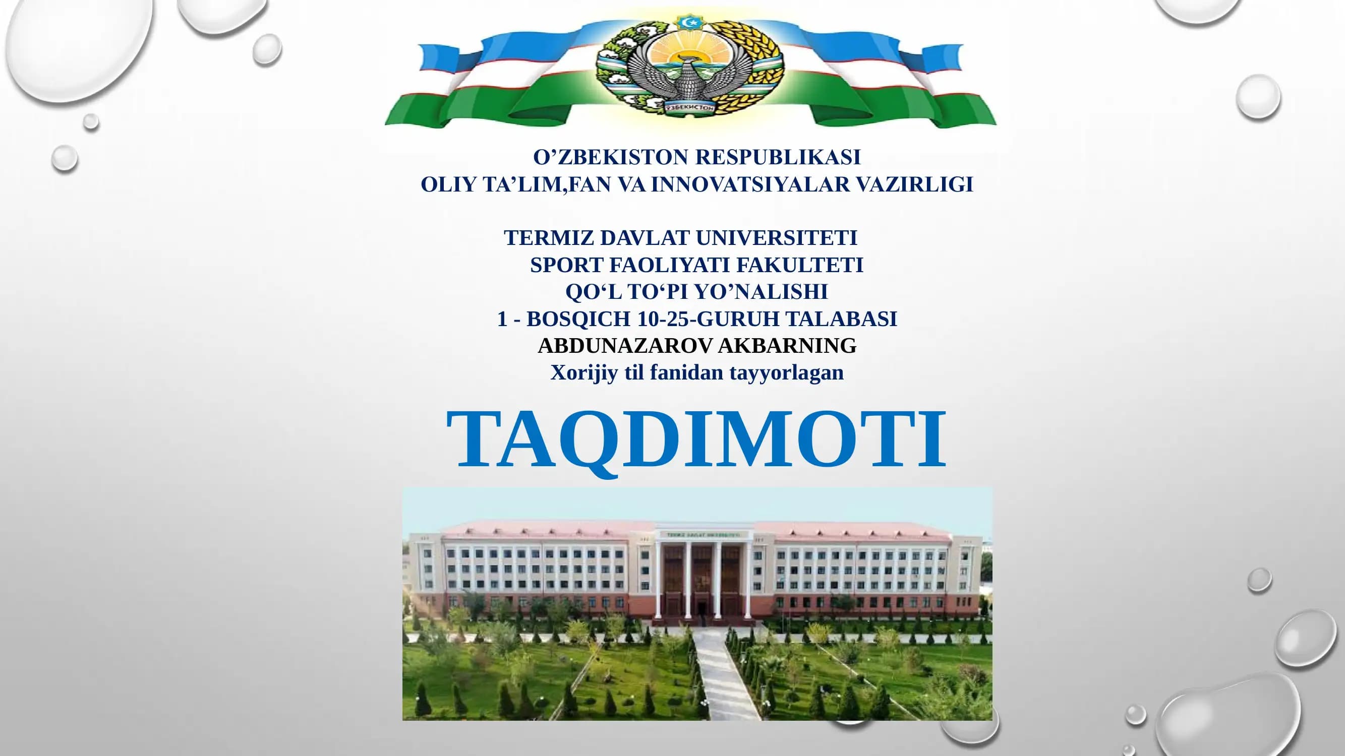 Xorijiy til fanidan tayyorlagan