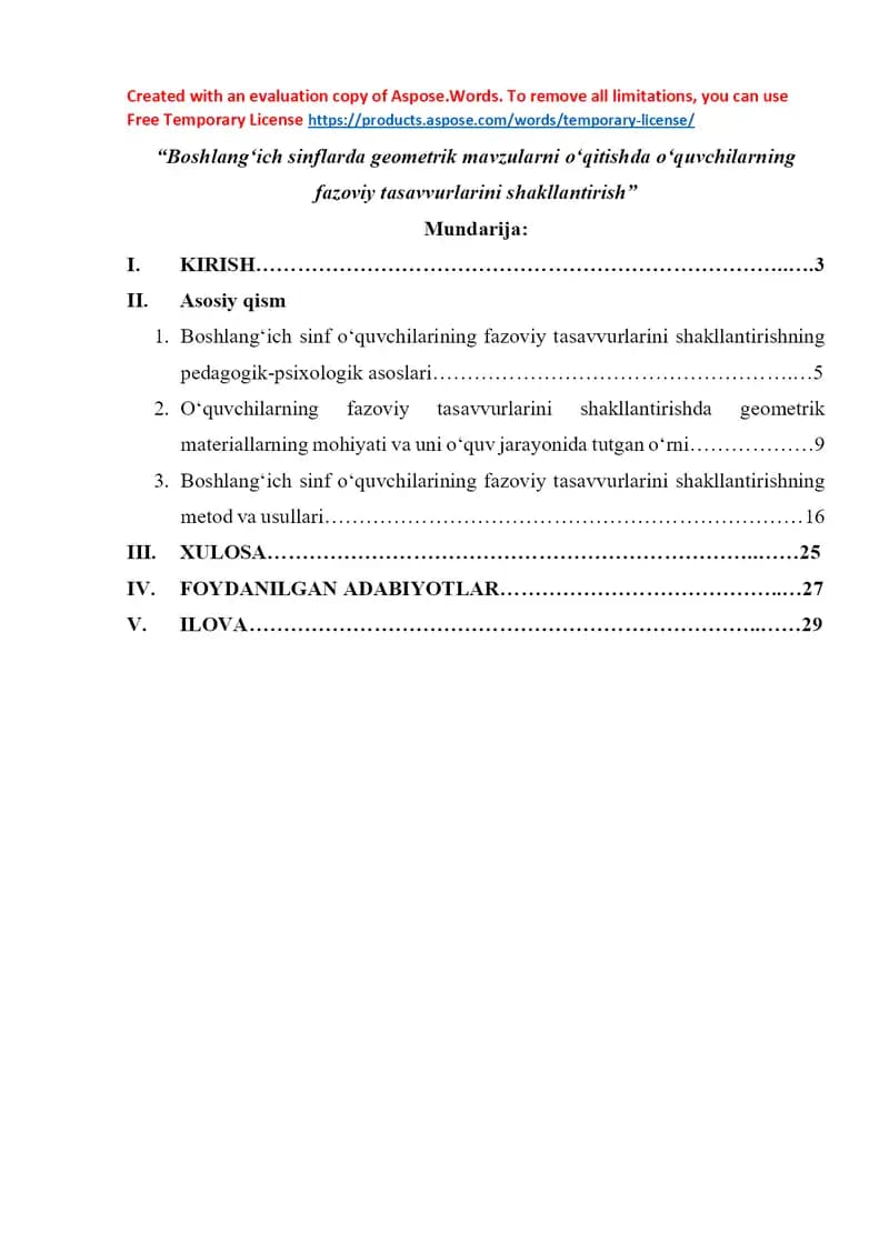 Boshlang‘ich sinflarda geometrik mavzularni o‘qitishda o‘quvchilarning fazoviy tasavvurlarini shakllantirish