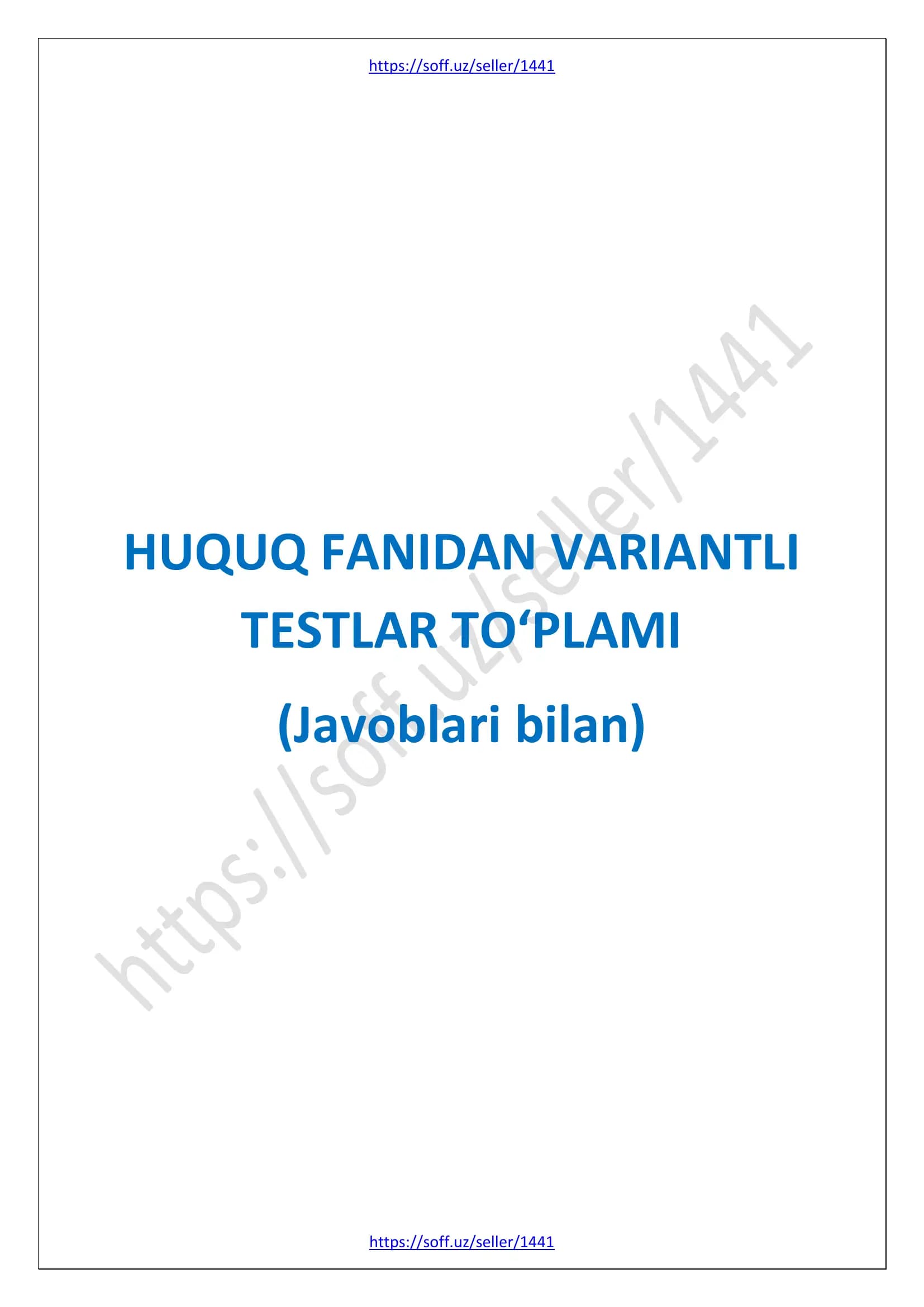 Huquq fanidan testlar to'plami