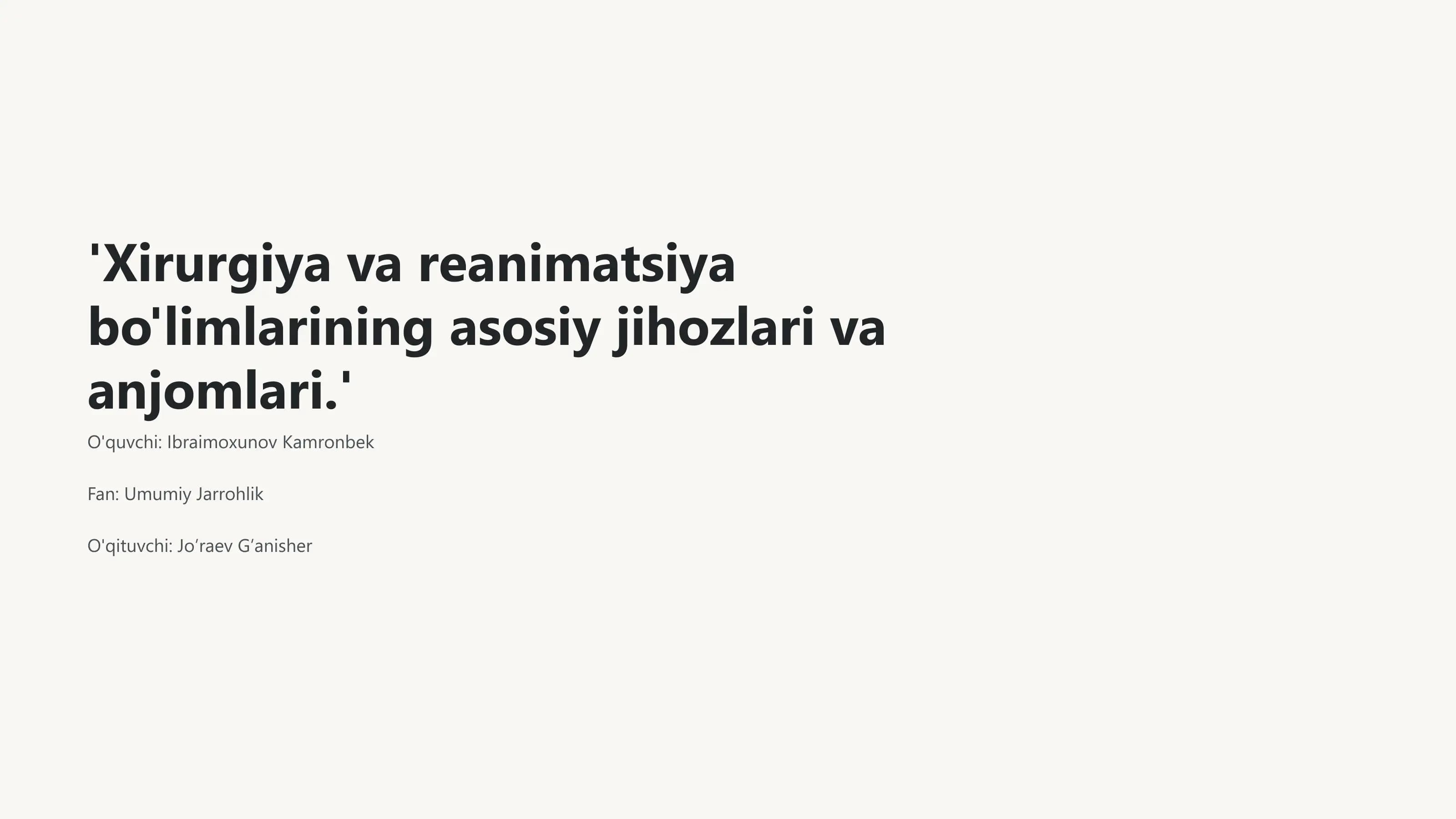 Xirurgiya va reanimatsiya