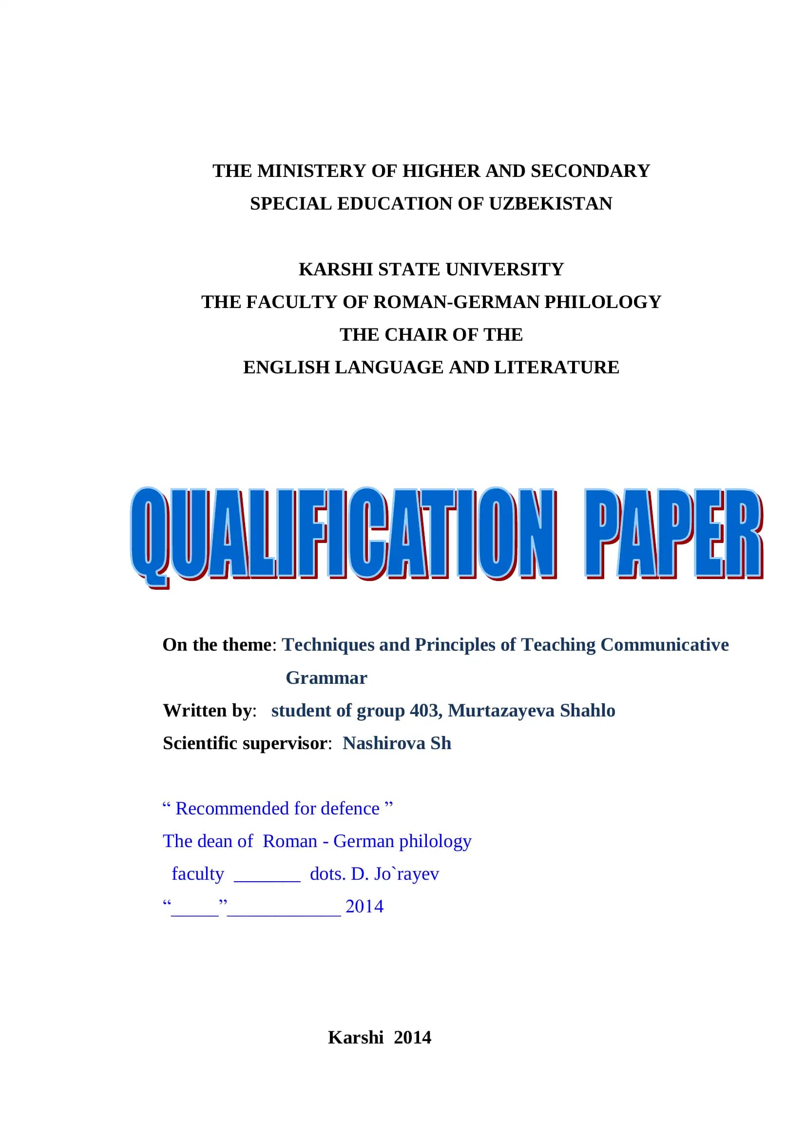 Techniques and Principles of teaching Communicative Grammar