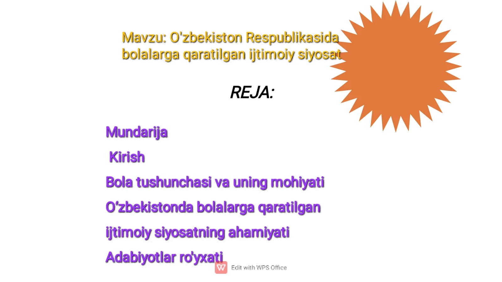 O‘zbekiston Respublikasida bolalarga qaratilgan ijtimoiy siyosat