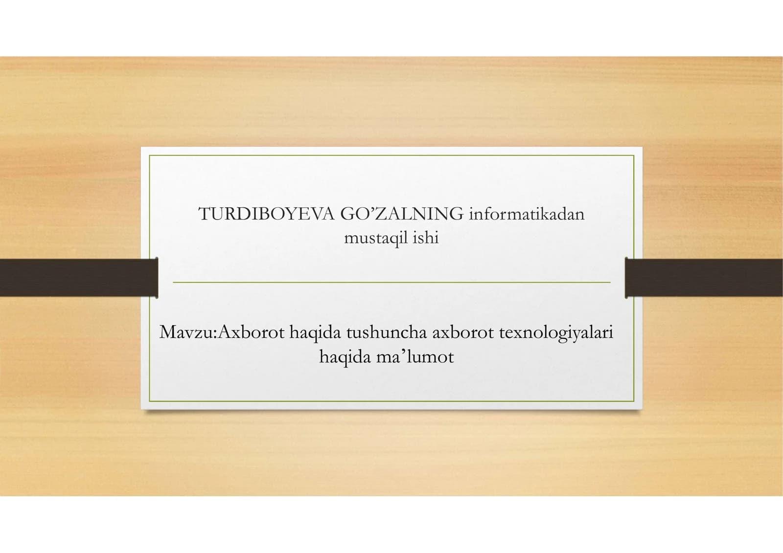 Axborot Tekhnologiyalari Haqida Umumiy Ma'lumot