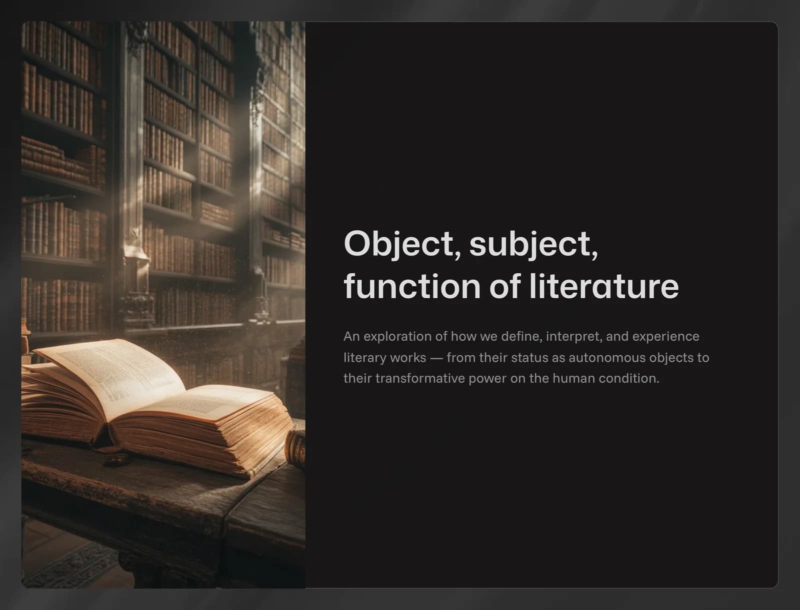 The Literary Work: An Object of Study
