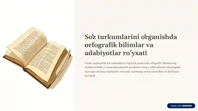 So'z turkumlarini o'rganishda orfografik bilimlar va adabiyotlar ro'yxati