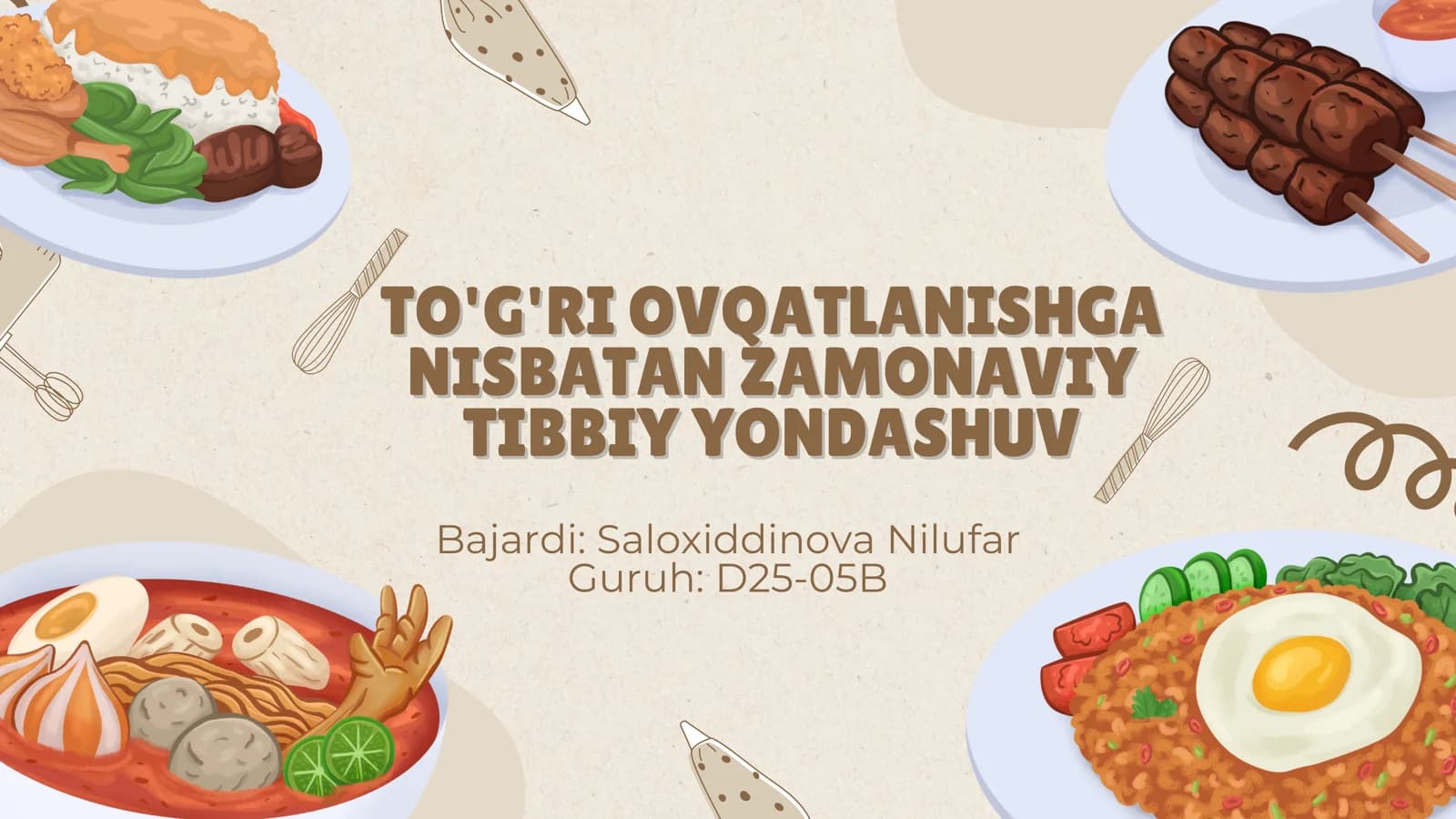 To'g'ri ovqatlanishga nisbatan zamonaviy tibbiy yondashuv