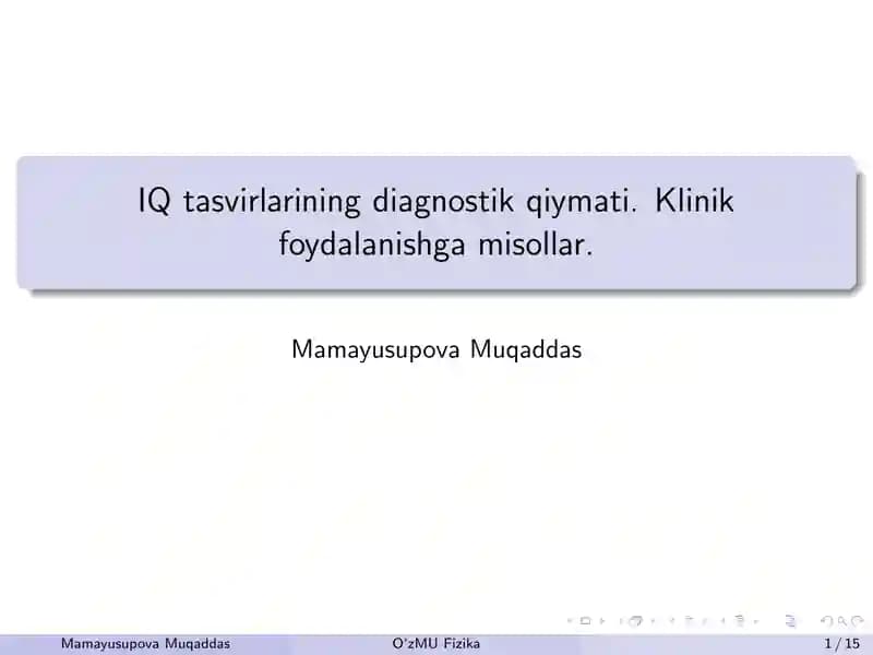 infraqizil tasvirlarning diagnostik qiymati