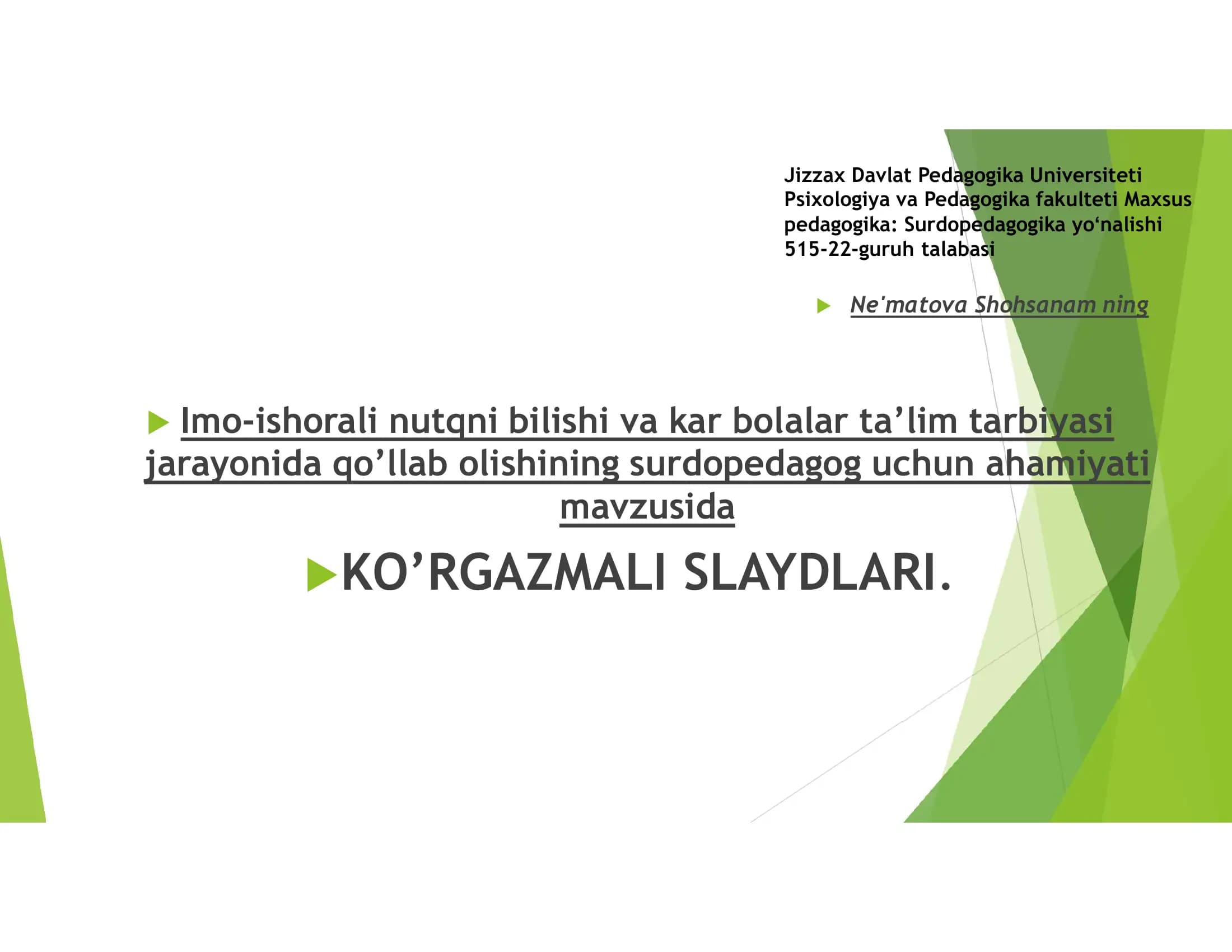 Surdopedagogika yo'nalishi