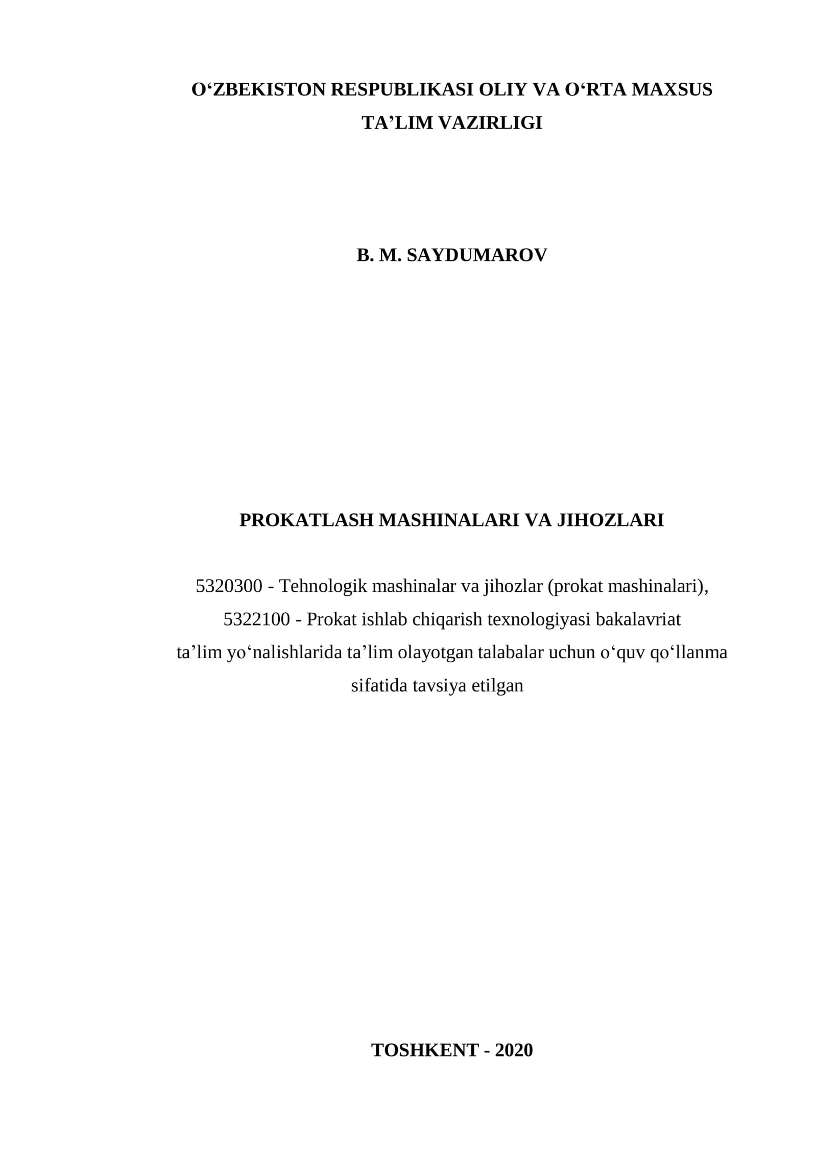 Prokatlash mashinalari va jihozlari