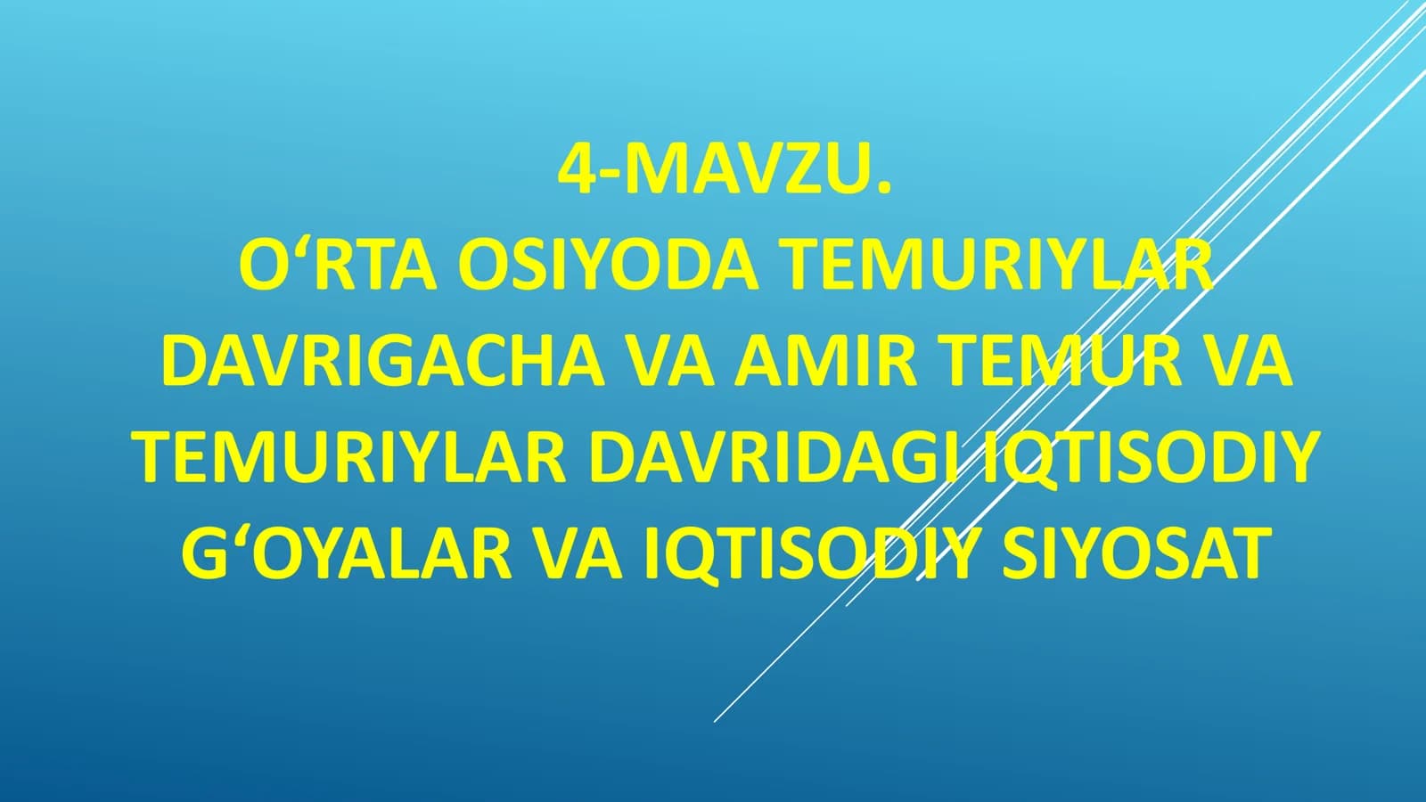 O‘RTA OSIYODA TEMURIYLAR DAVRIGACHA VA AMIR TEMUR VA TEMURIYLAR DAVRIDAGI IQTISODIY G‘OYALAR VA IQTISODIY SIYOSAT