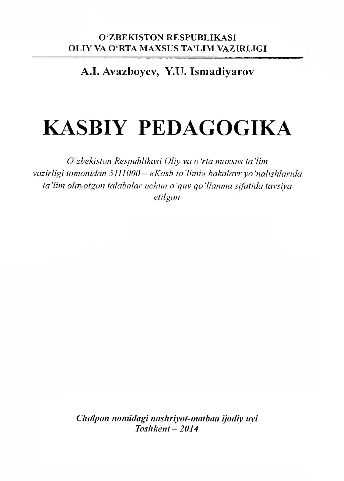 KASBIY PEDAGOGIKA