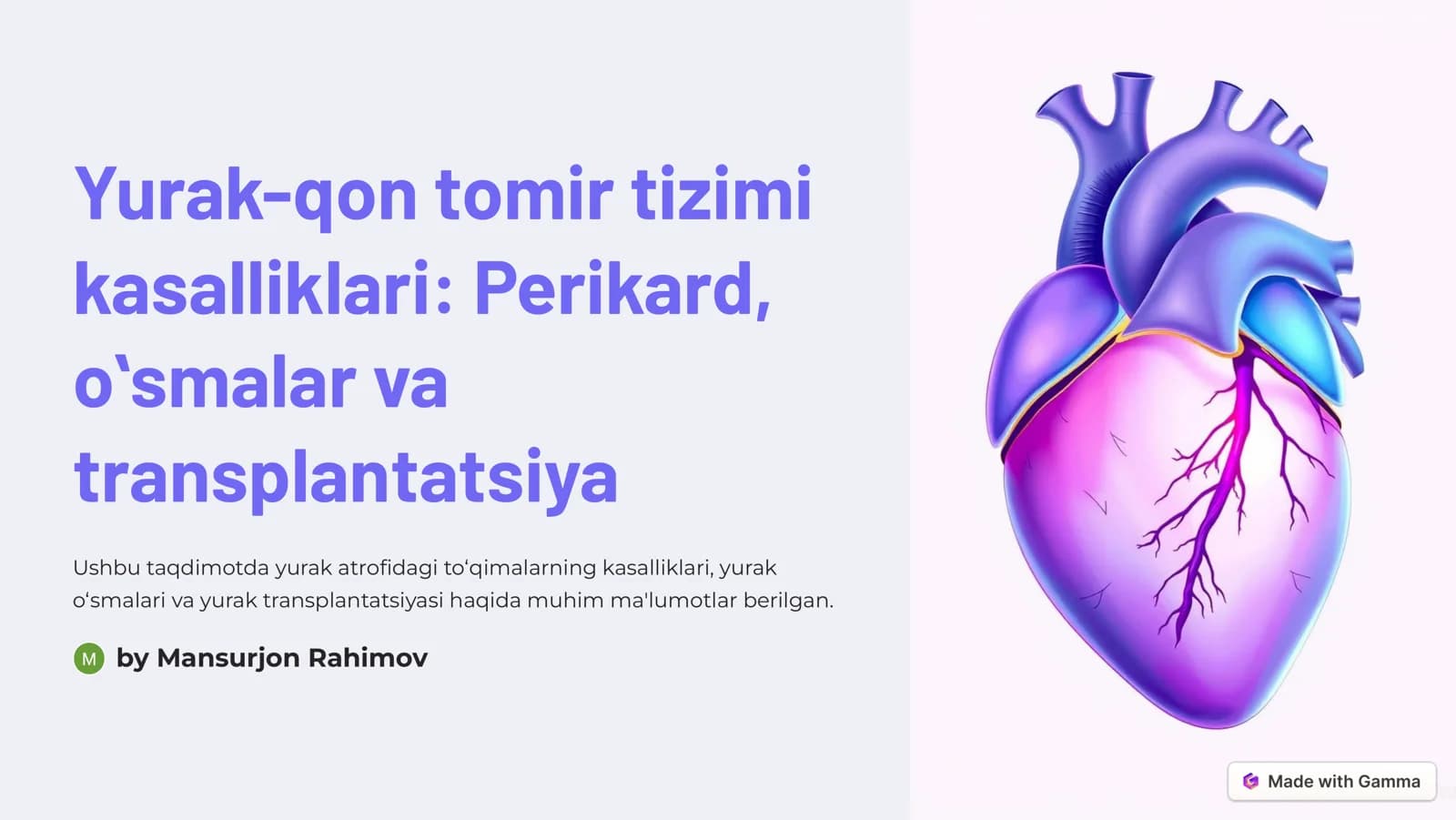 Yurak-qon tomir tizimi kasalliklari: Perikard, oʻsmalar va transplantatsiya