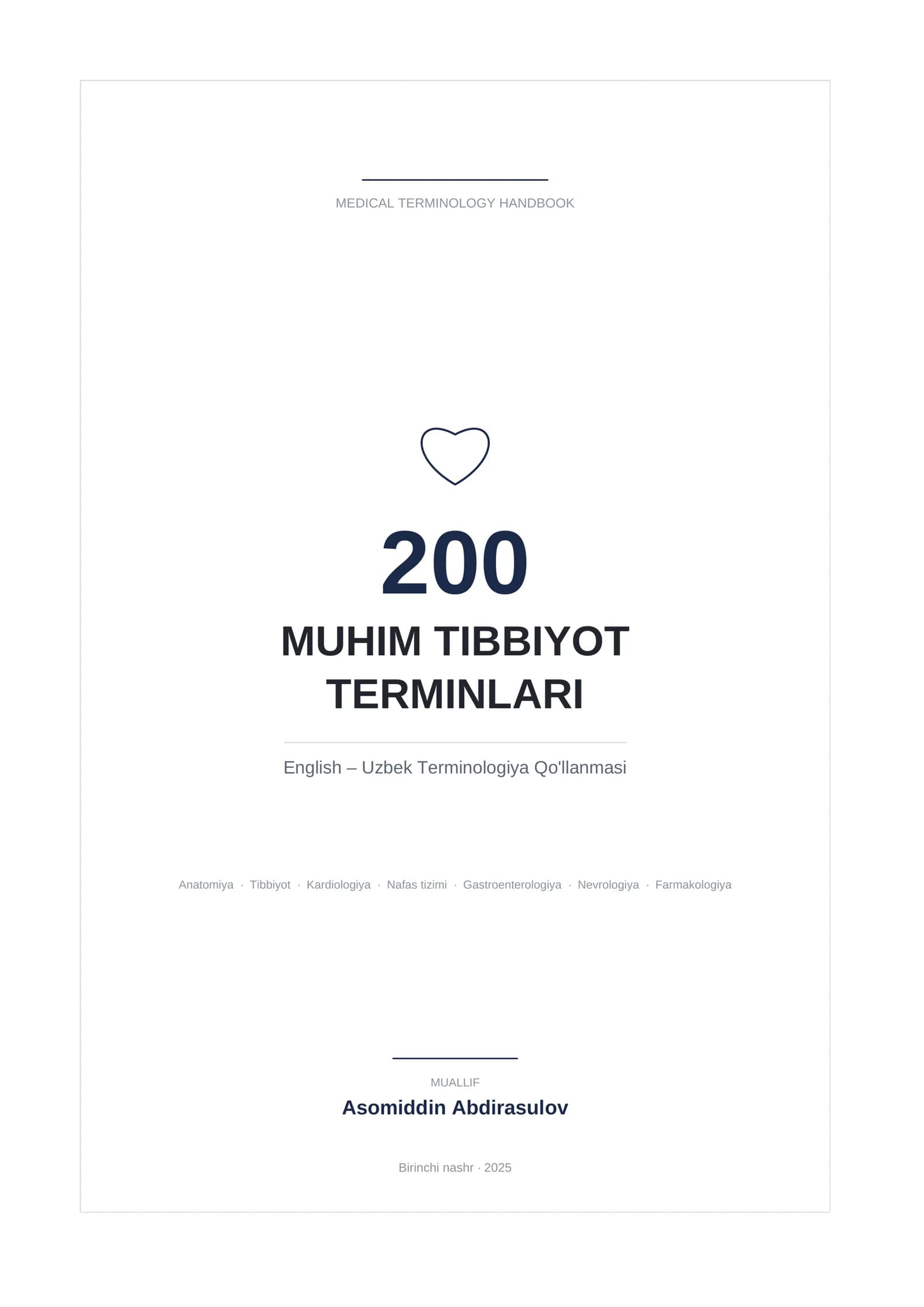 📘 200 Muhim Tibbiyot Terminlari (English–Uzbek)