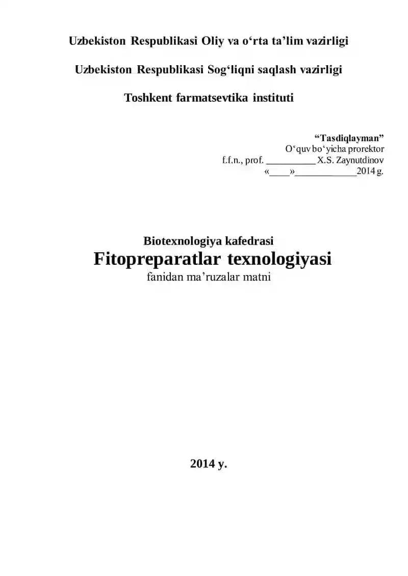 Fitopreparatlar texnologiyasi