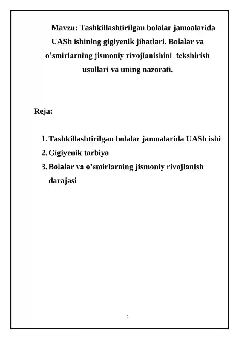 Maktab vrachining ish mazmuni