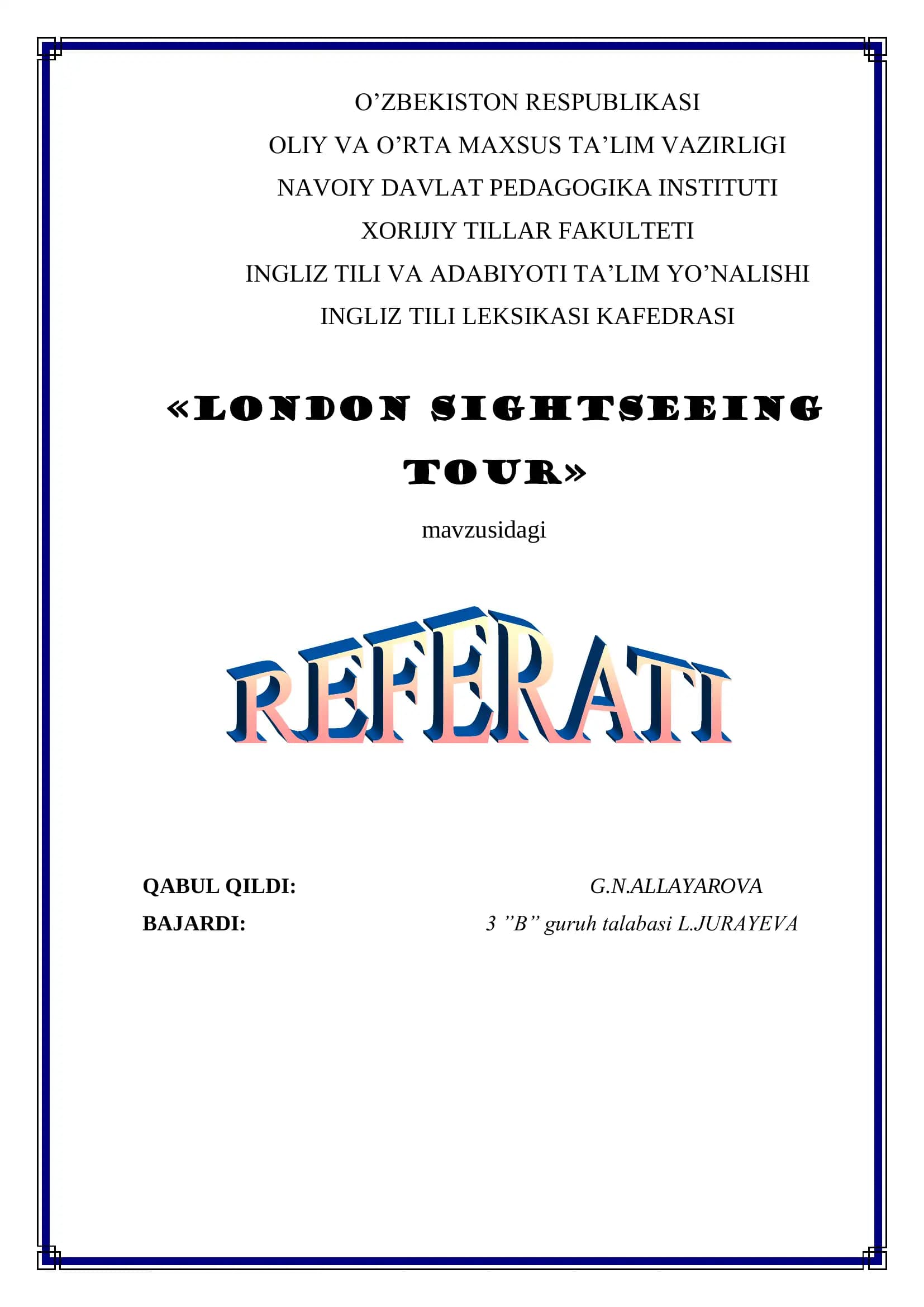 LONDON SIGHTSEEING TOUR