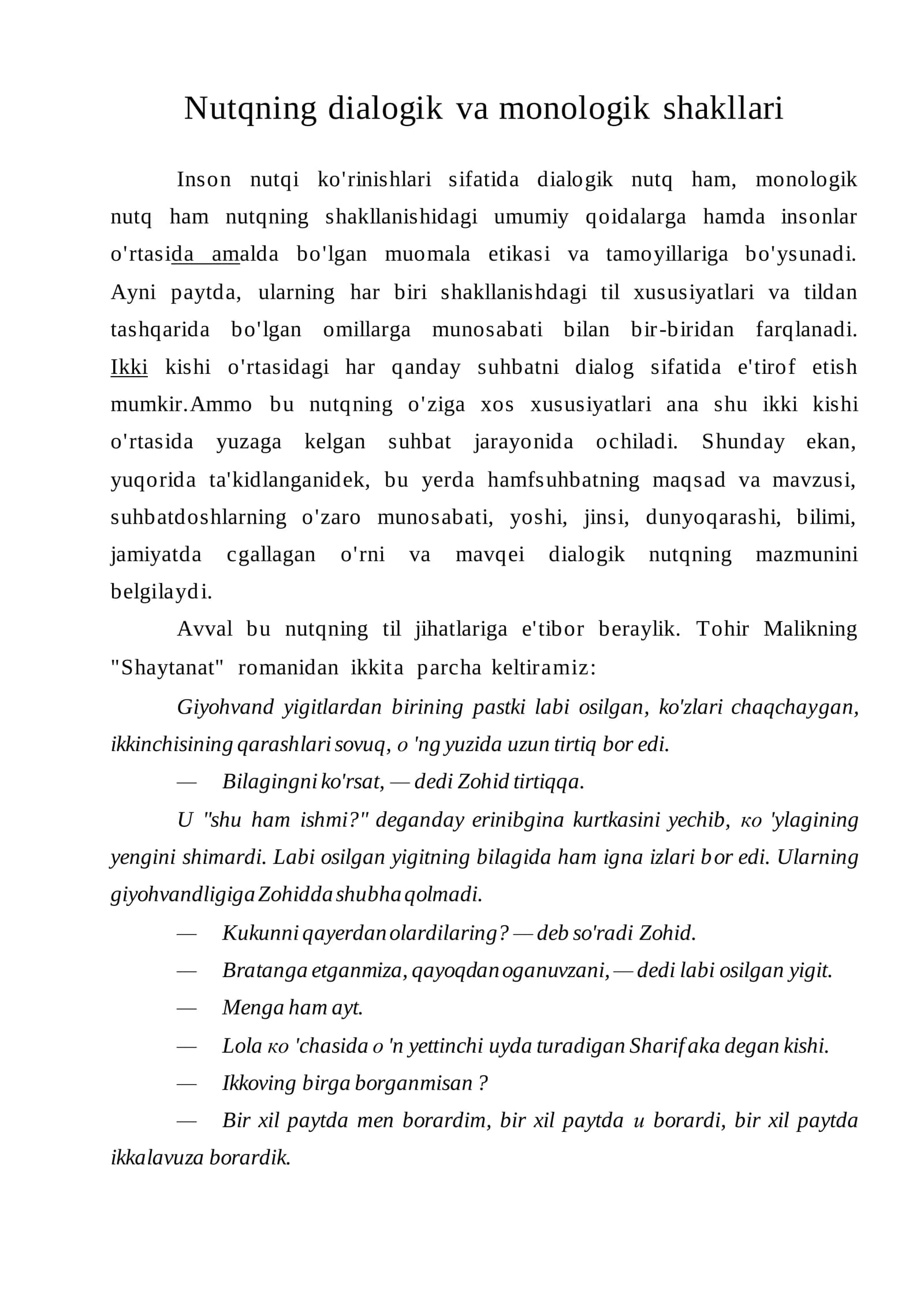 Nutqning dialogik va monologik shakllari