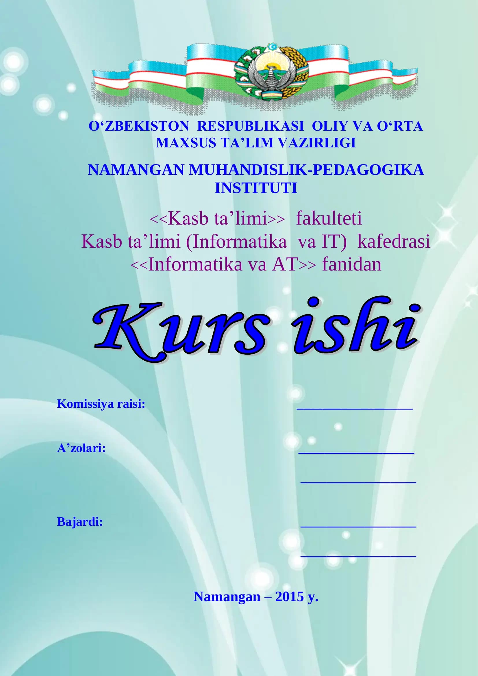 Kasb ta’limi (Informatika va IT)