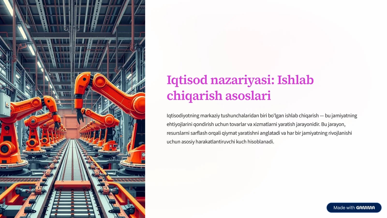Iqtisod nazariyasi: Ishlab chiqarish asoslari