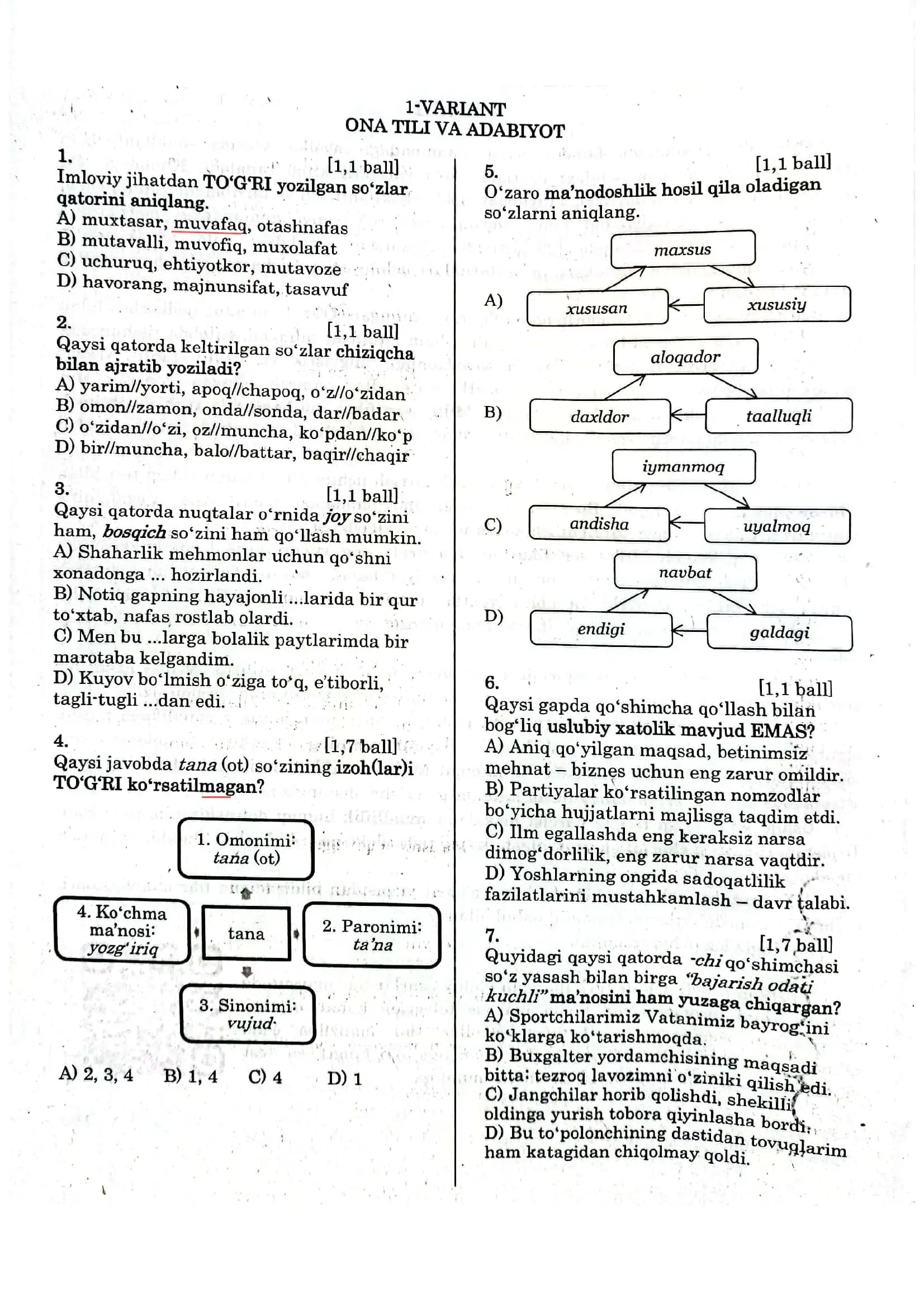 Diagnostik test milliy sertifikat