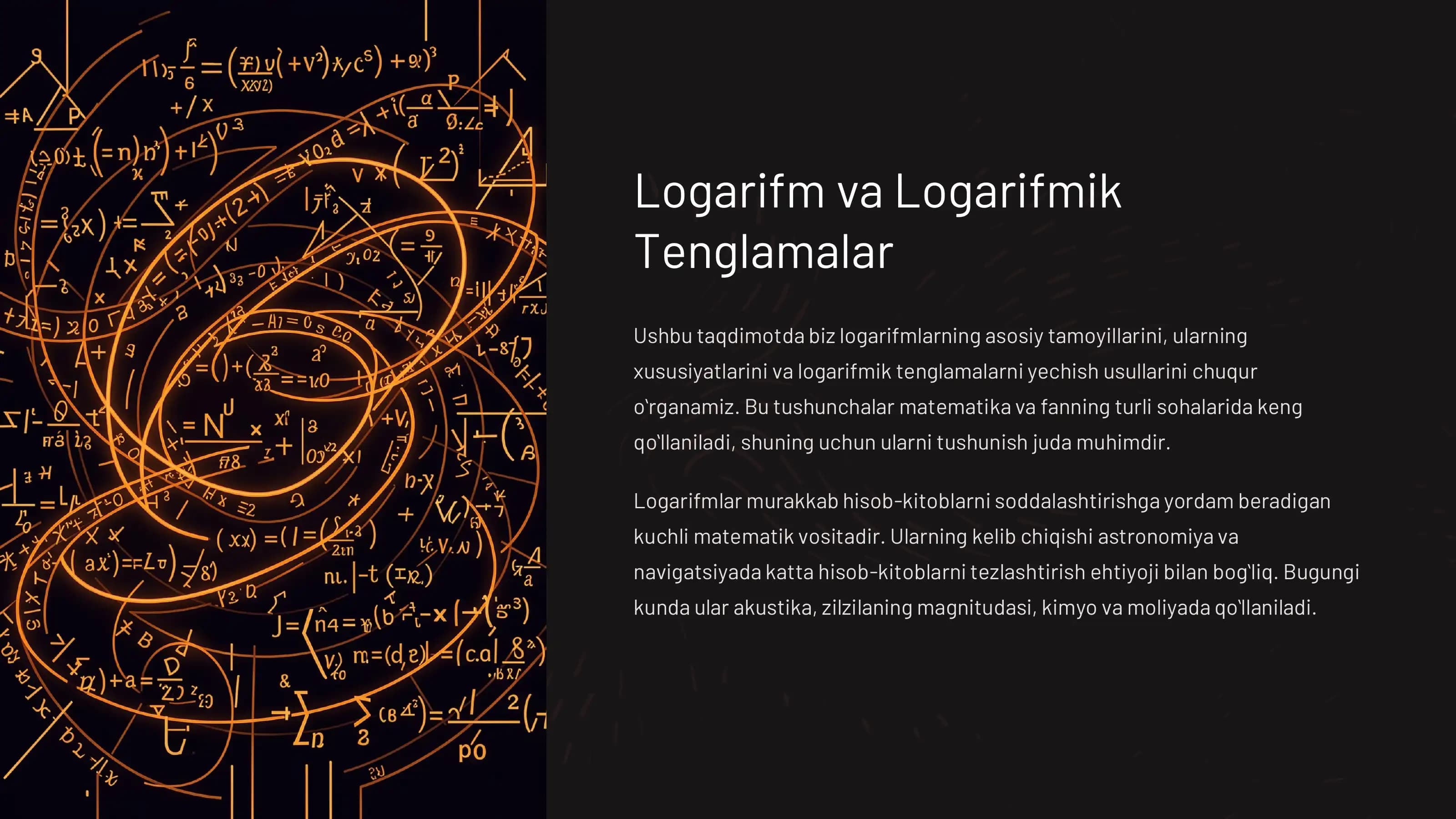 Logarifm va Logarifmik