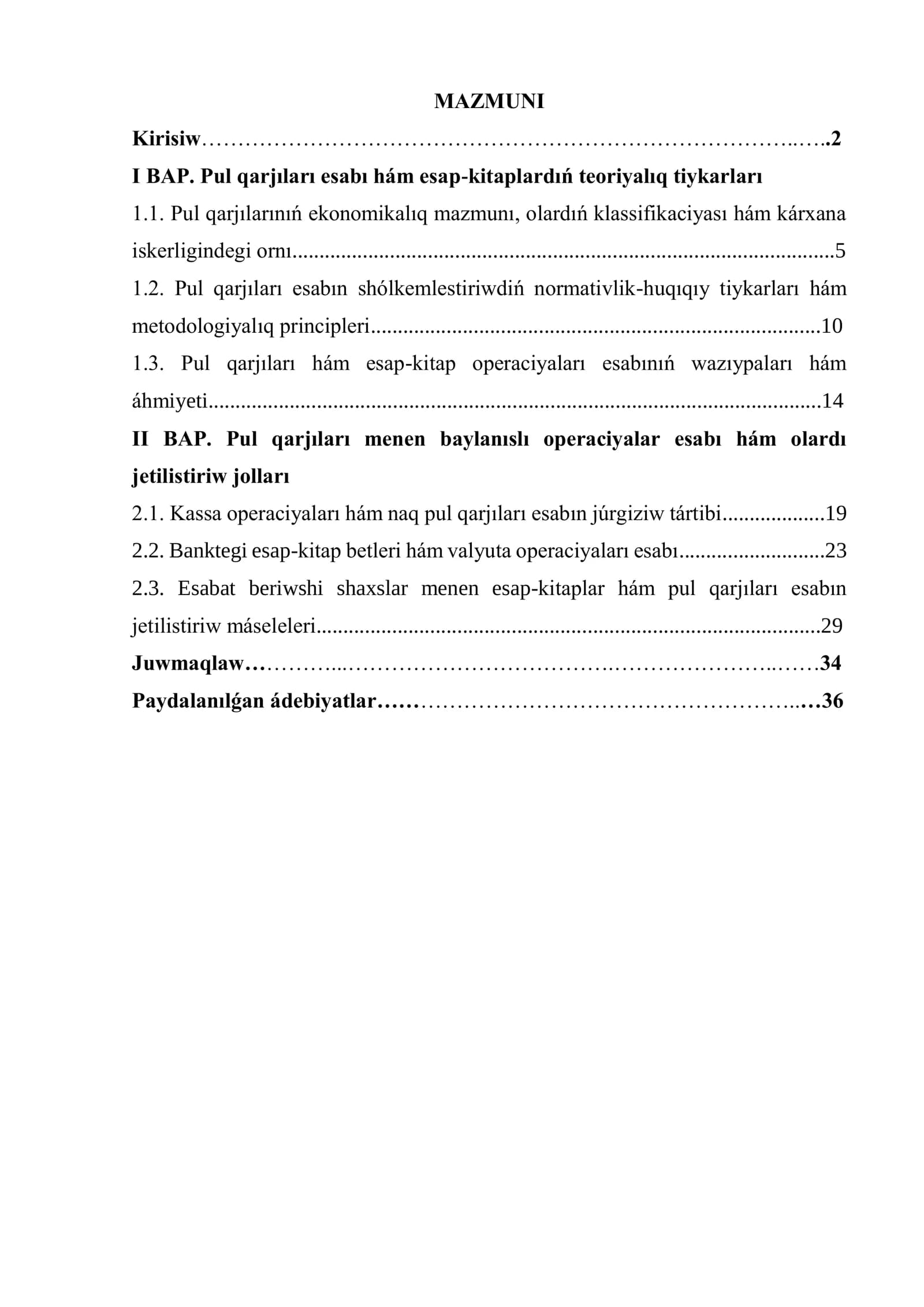 Pul qarjıları esabı hám esap-kitaplardıń teoriyalıq tiykarları