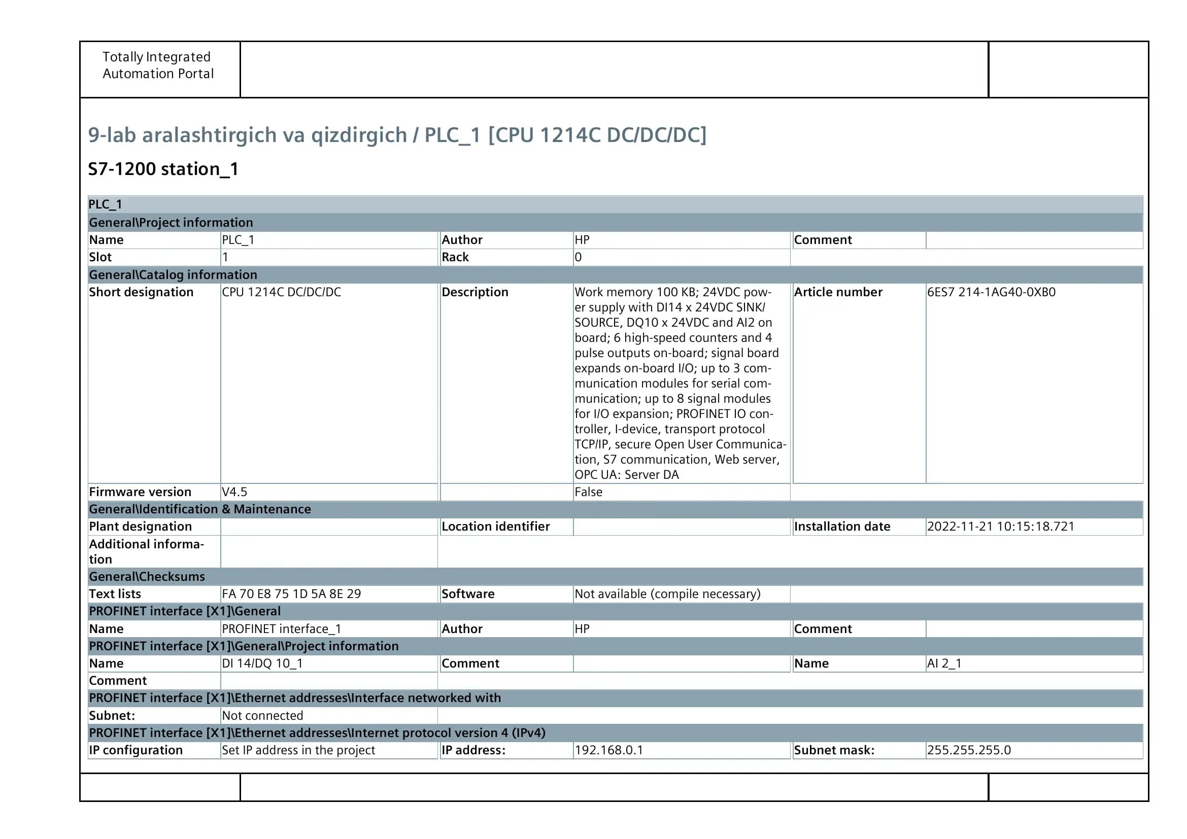 CPU 1214C DC/DC/DC