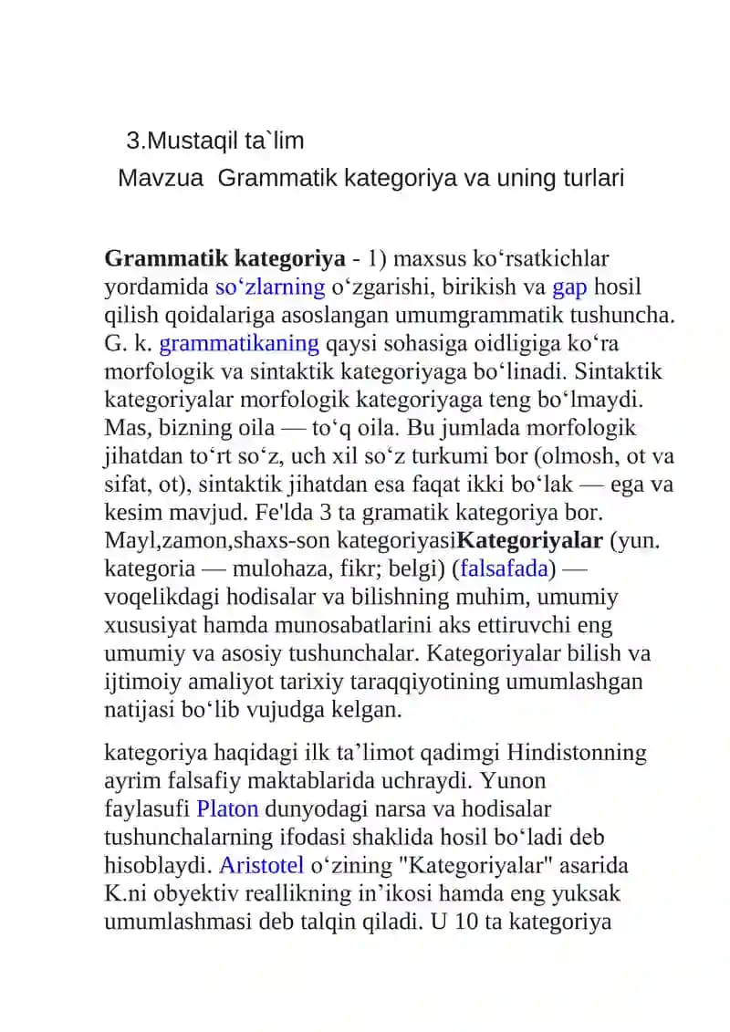 Grammatik kategoriya va uning turlari