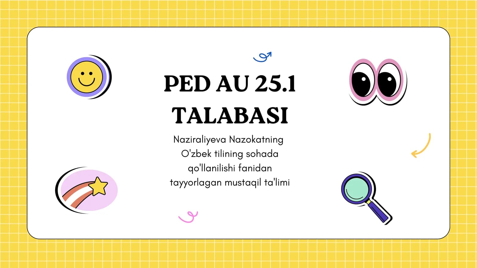 Naziraliyeva Nazokatning O'zbek tilining sohada qo'llanilishi fanidan tayyorlagan mustaqil ta'limi