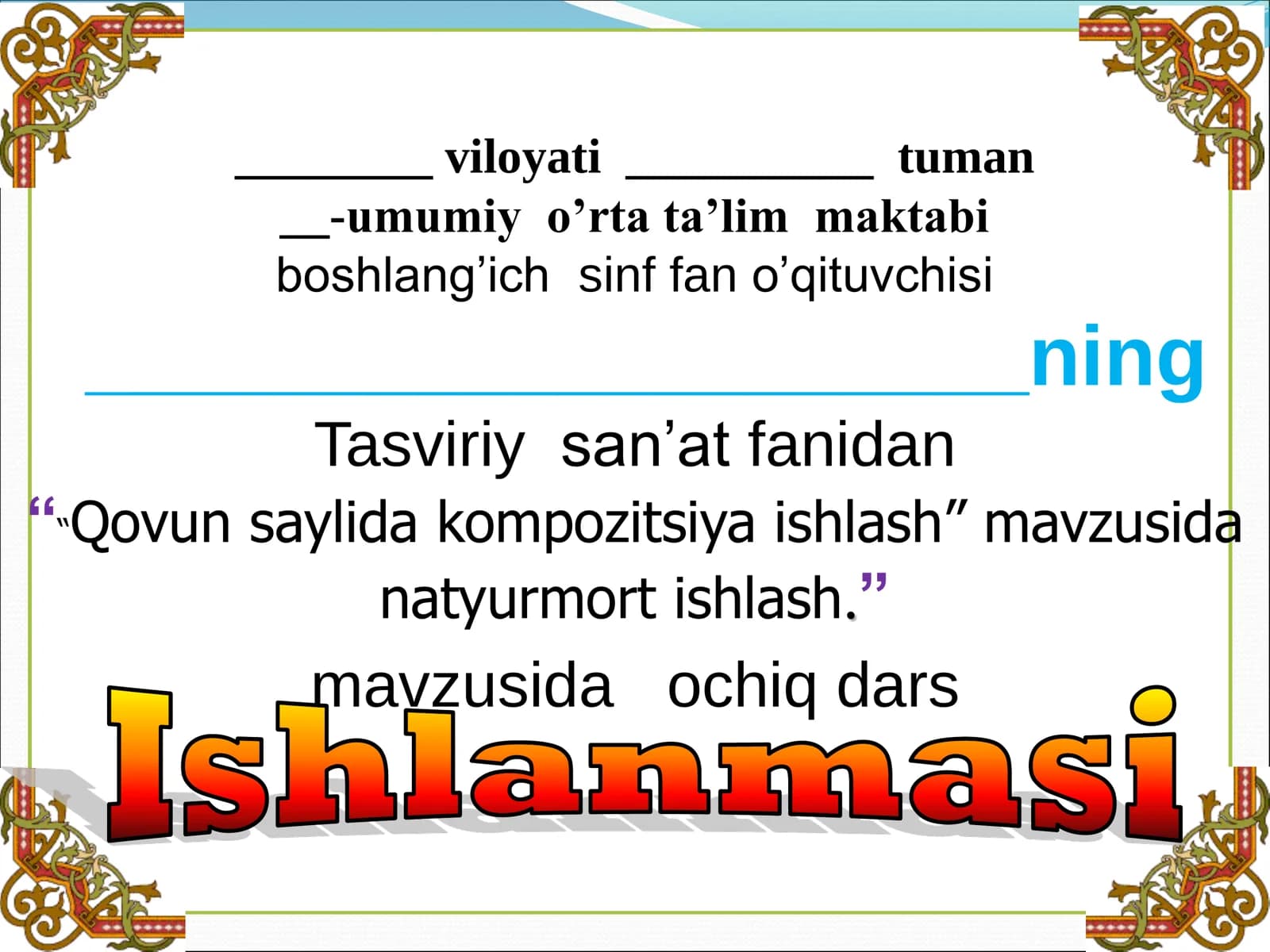 4-sinf Tasviriy san'at Qovun saylida mavzuda kompozitsiya ishlash