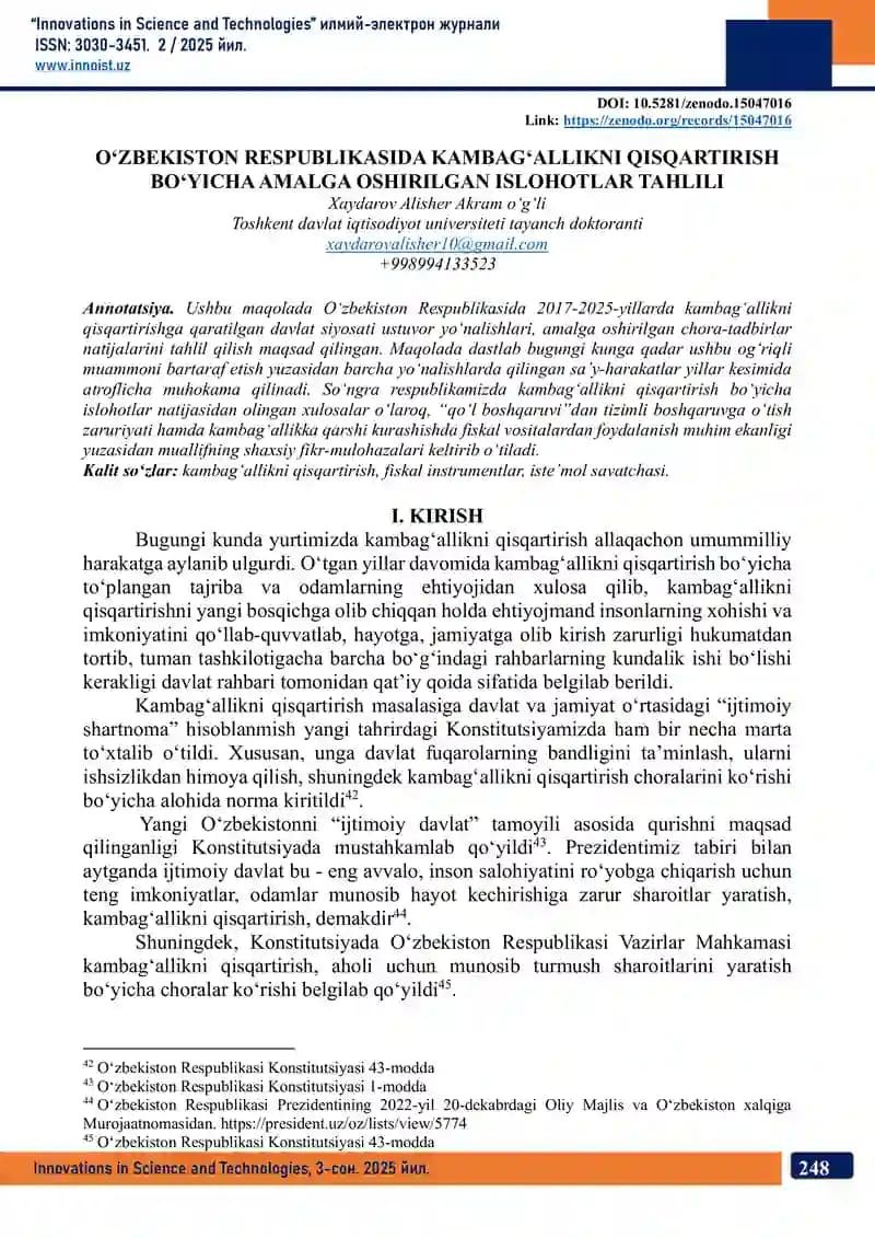 Innovations in Science and Technologies