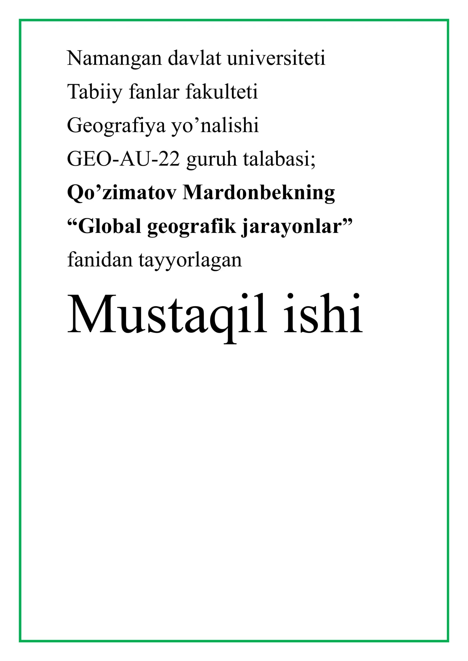 Global geografik jarayonlar
