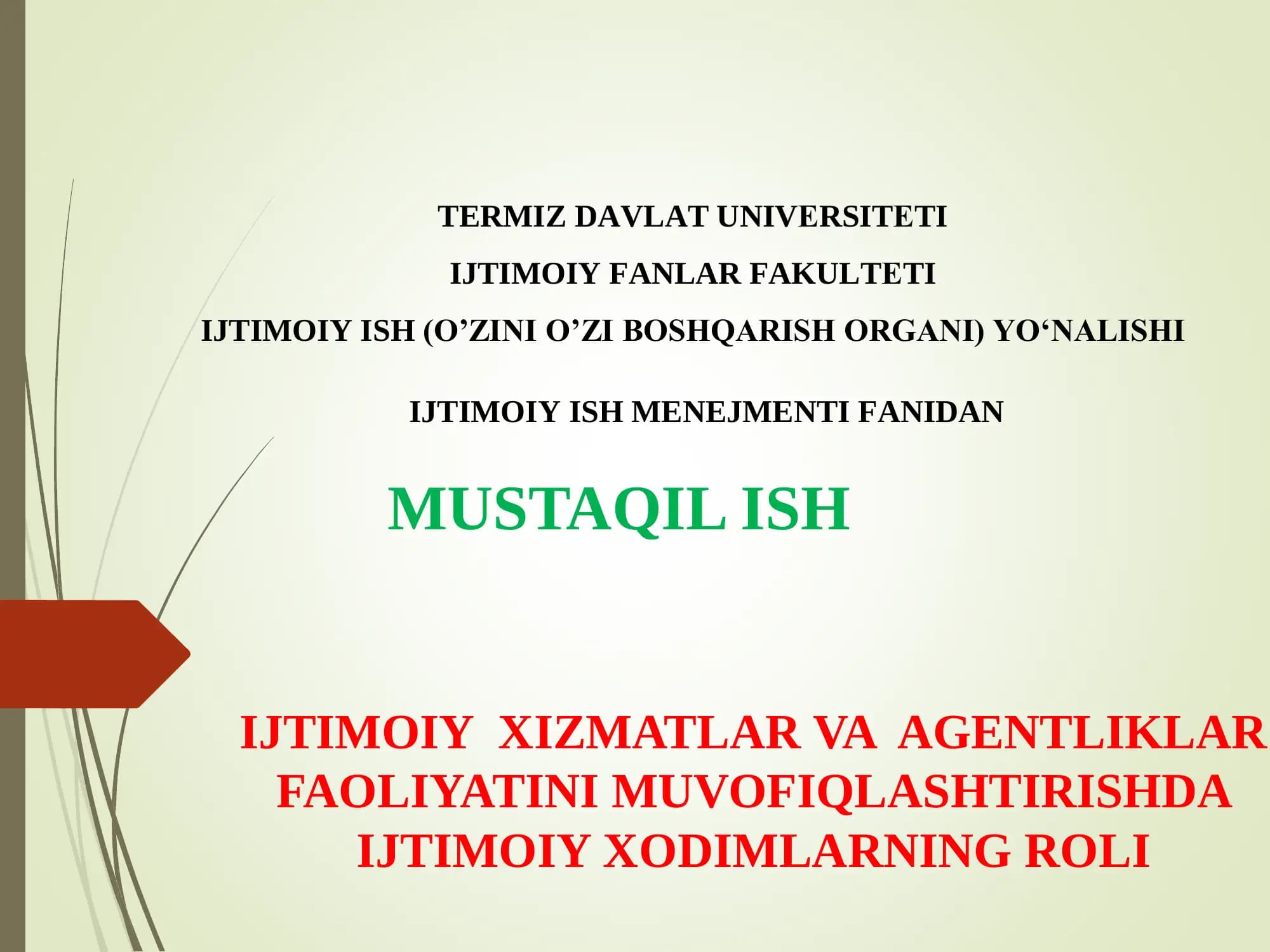 Ijtimoiy Xizmatlar va Agentliklar